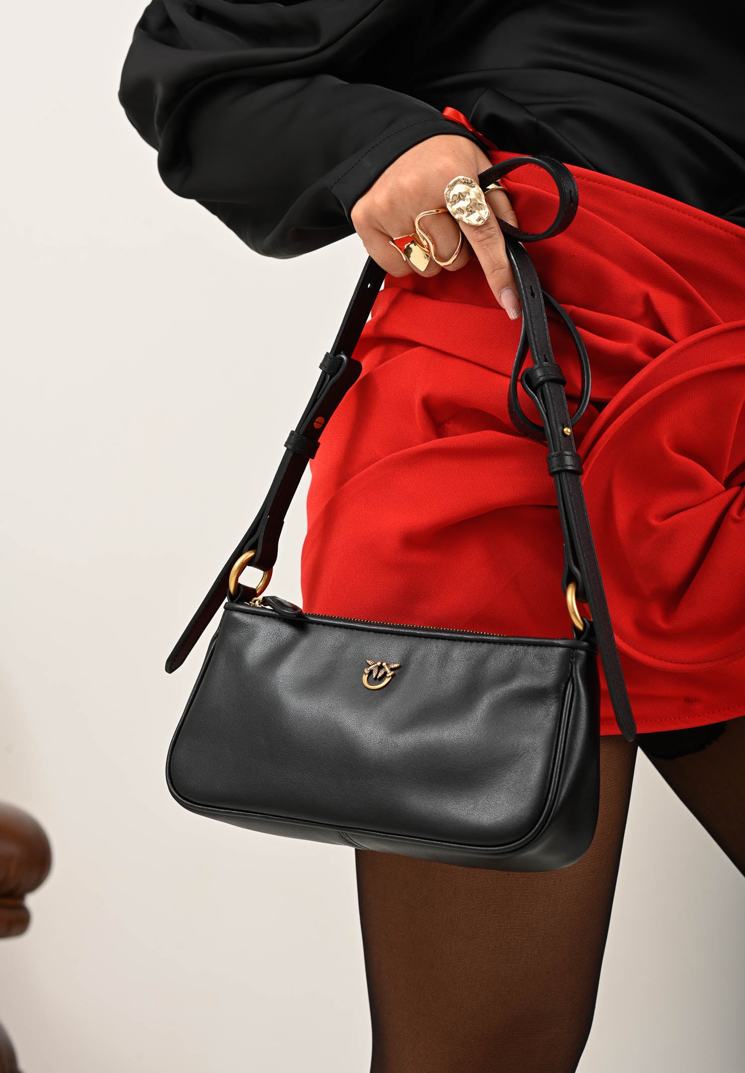 PINKO Borsa a spalla MINI HALF MOON BAGUETTE nera da donna 105069A0QO Z99Q PINKO