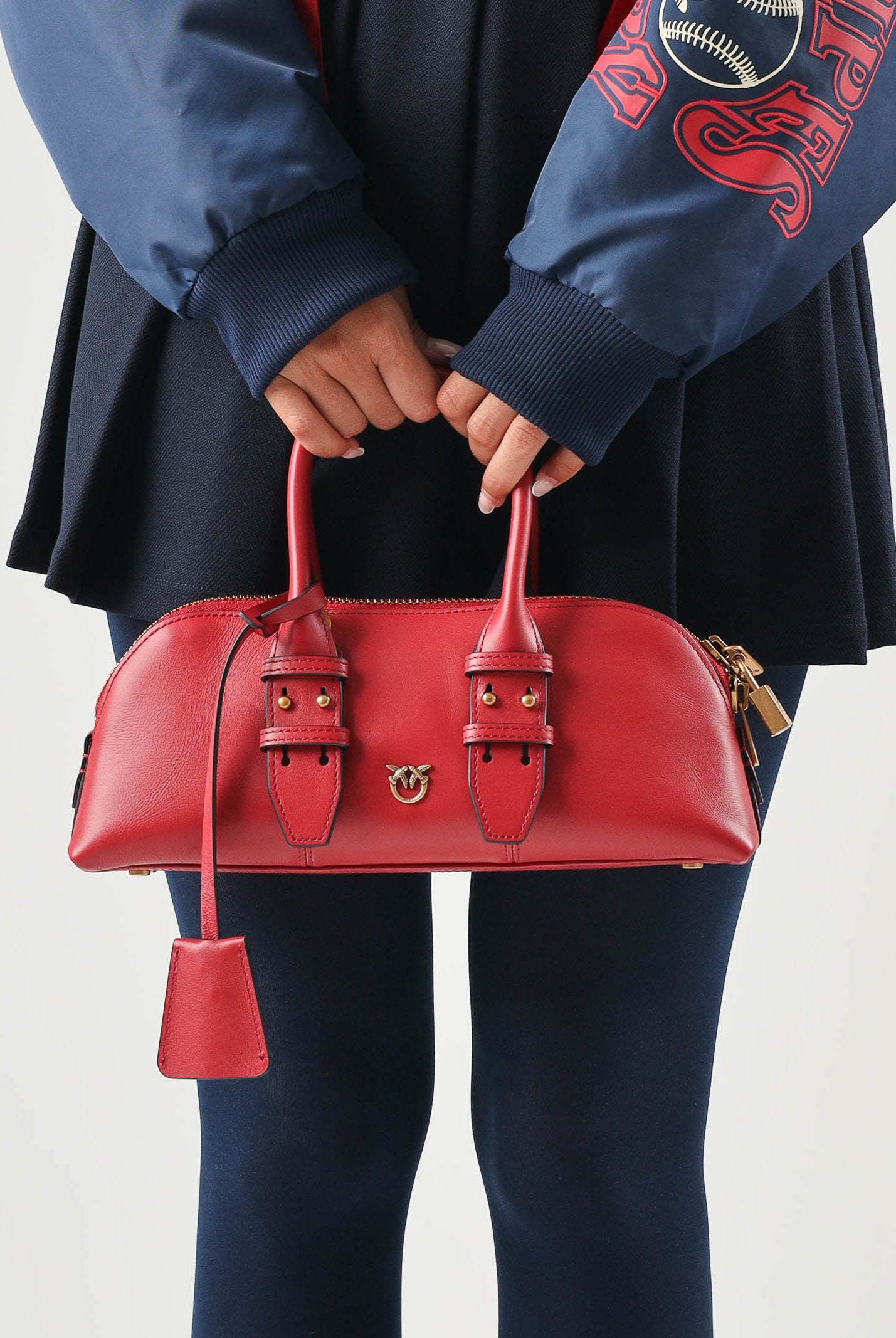 PINKO Borsa a mano LOVE ONE POCKET C rossa da donna con lucchetto decorato dall'iconico logo Love Birds 105334A0QO R59Q PINKO