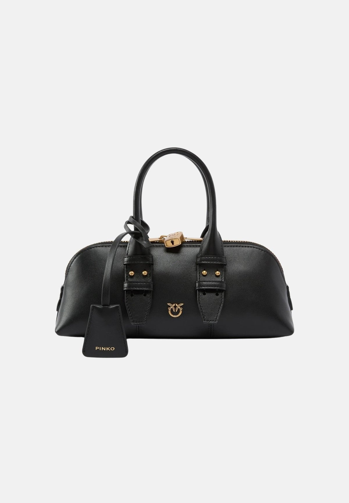 PINKO Borsa a mano LOVE ONE POCKET C nera da donna con lucchetto decorato dall'iconico logo Love Birds 105334A0QO Z99Q PINKO