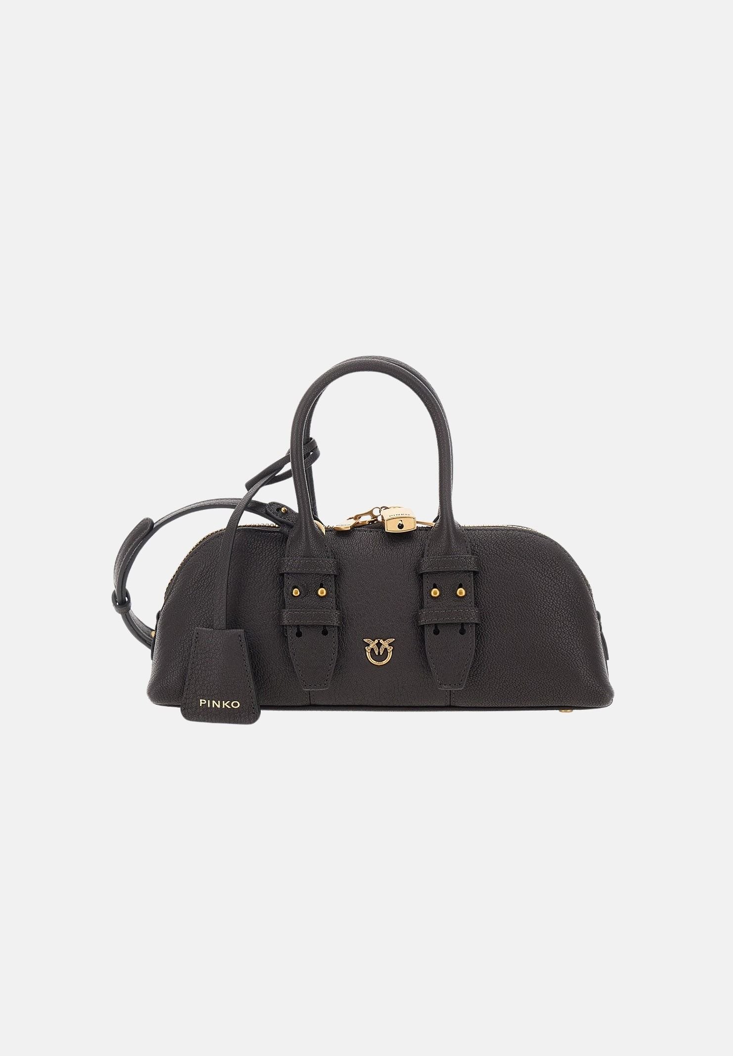 PINKO Borsa a mano BOWLING ORIZZONTALE Marrone da donna in pelle martellata 105334A3CX M12Q PINKO