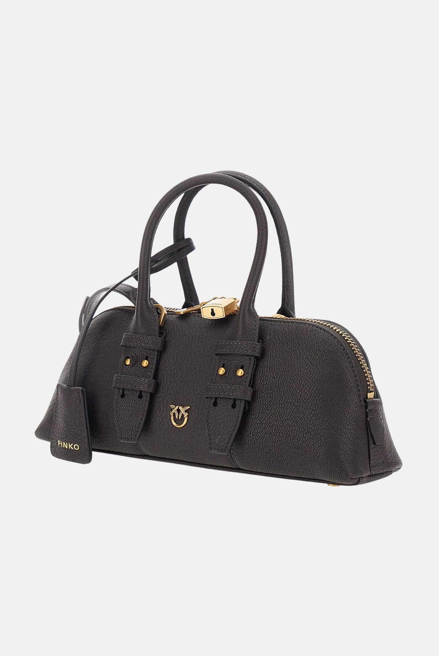 PINKO Borsa a mano BOWLING ORIZZONTALE Marrone da donna in pelle martellata 105334A3CX M12Q PINKO