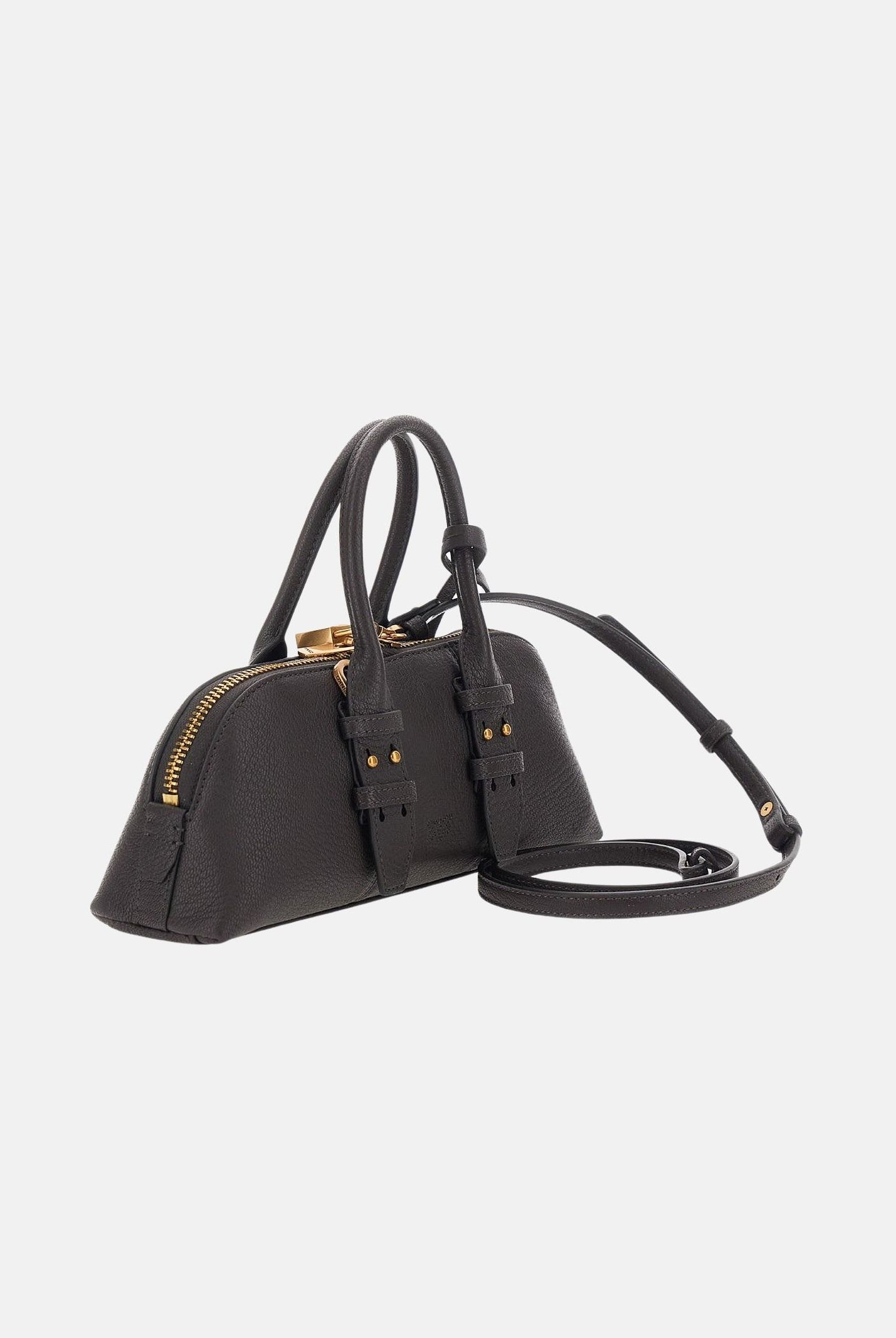 PINKO Borsa a mano BOWLING ORIZZONTALE Marrone da donna in pelle martellata 105334A3CX M12Q PINKO