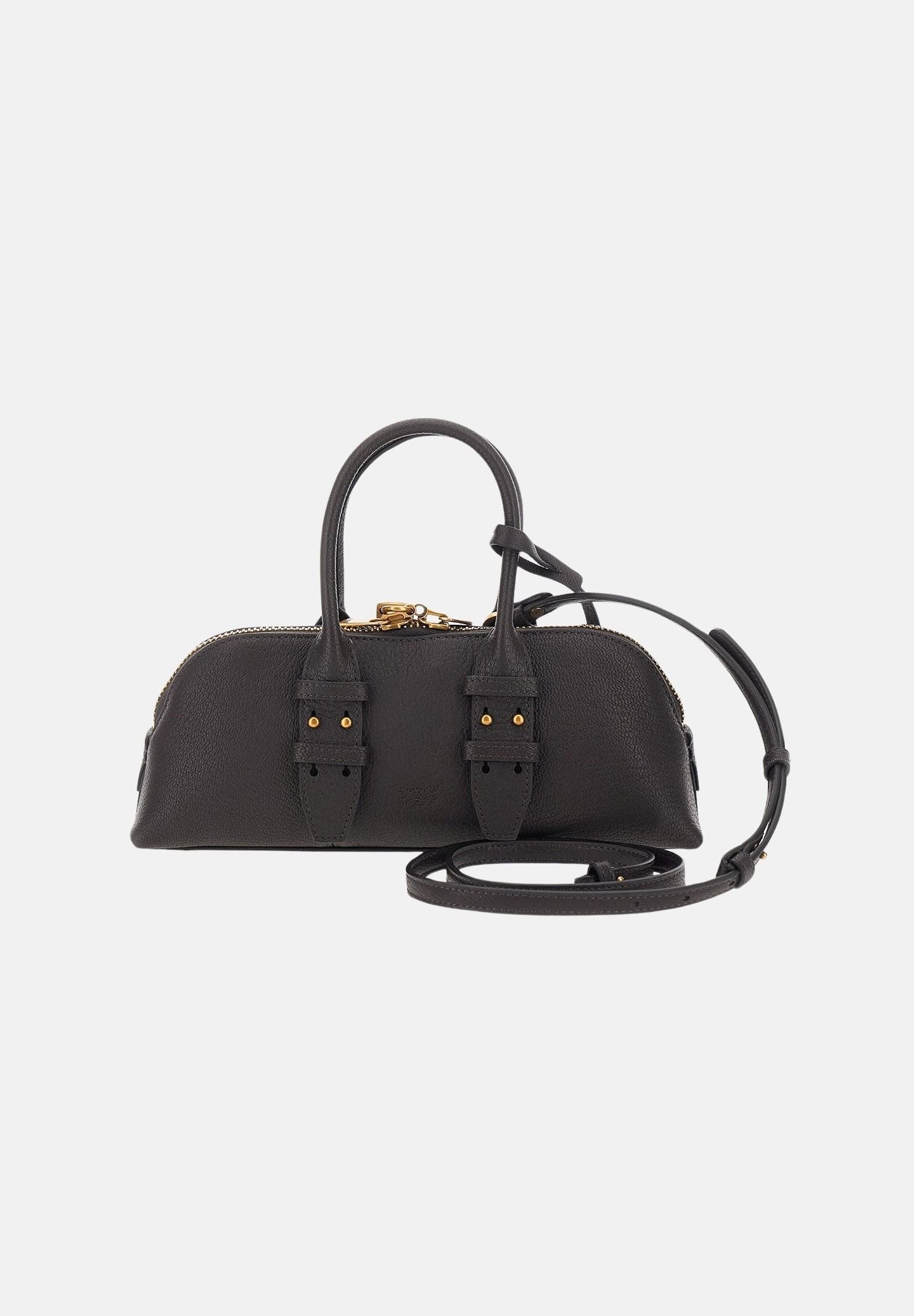 PINKO Borsa a mano BOWLING ORIZZONTALE Marrone da donna in pelle martellata 105334A3CX M12Q PINKO