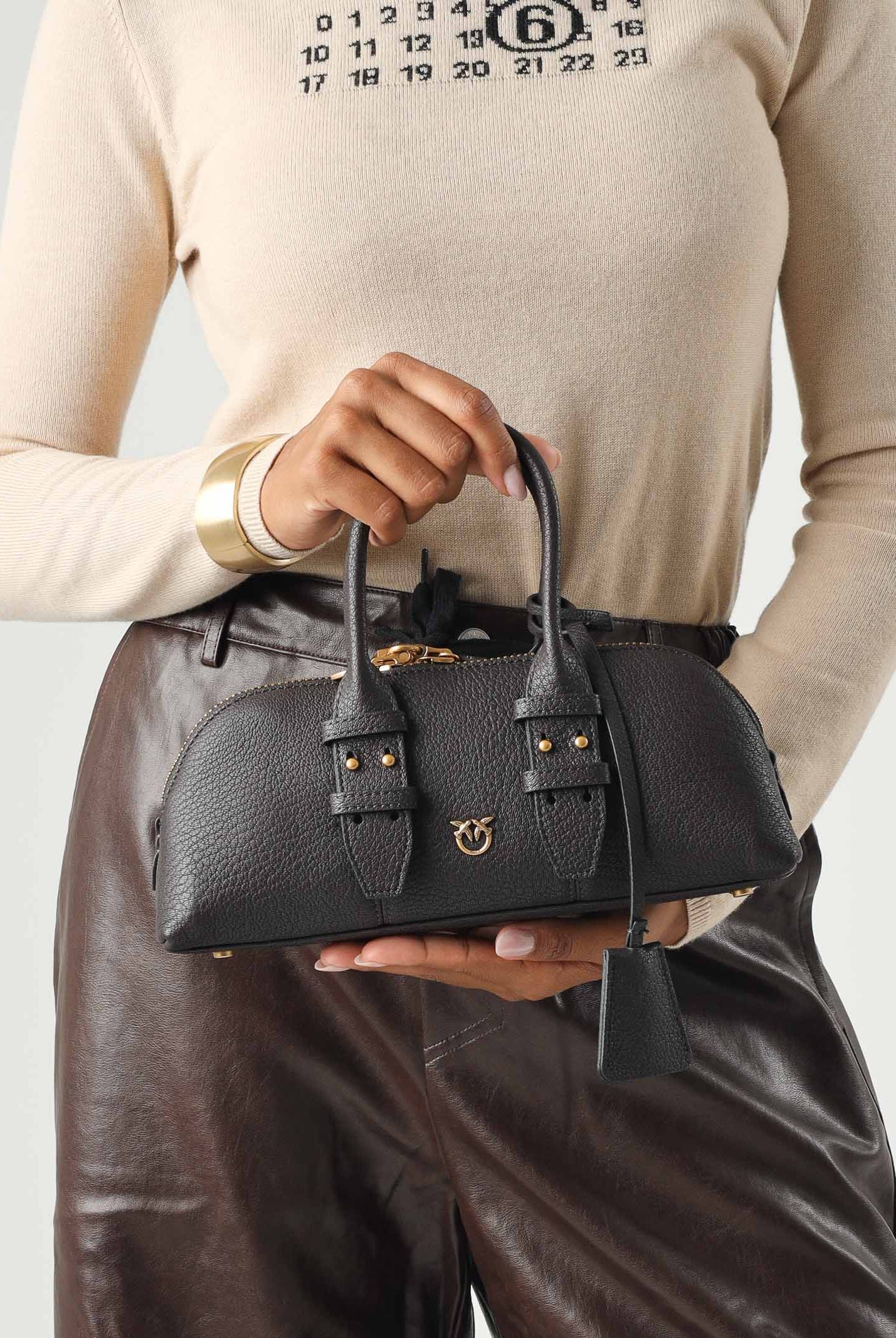PINKO Borsa a mano BOWLING ORIZZONTALE Marrone da donna 105334A3CX M12Q PINKO