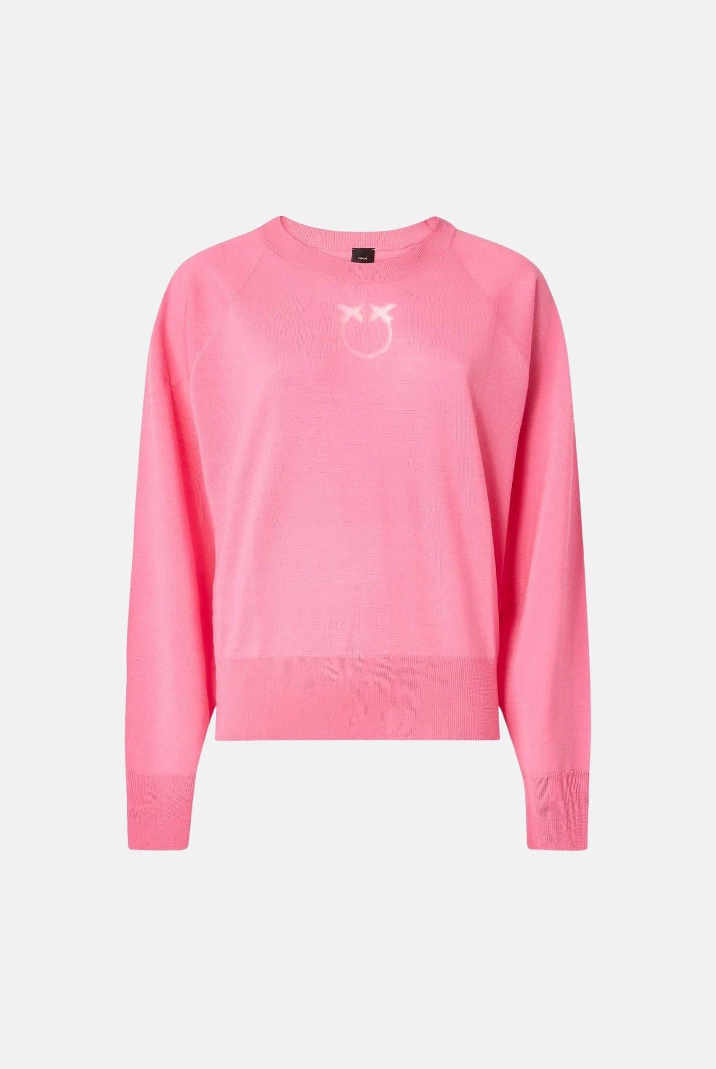 PINKO Maglia LANZAROTE rosa garofalo da donna con logo LOVE BIRDS 105417A18M O00 PINKO