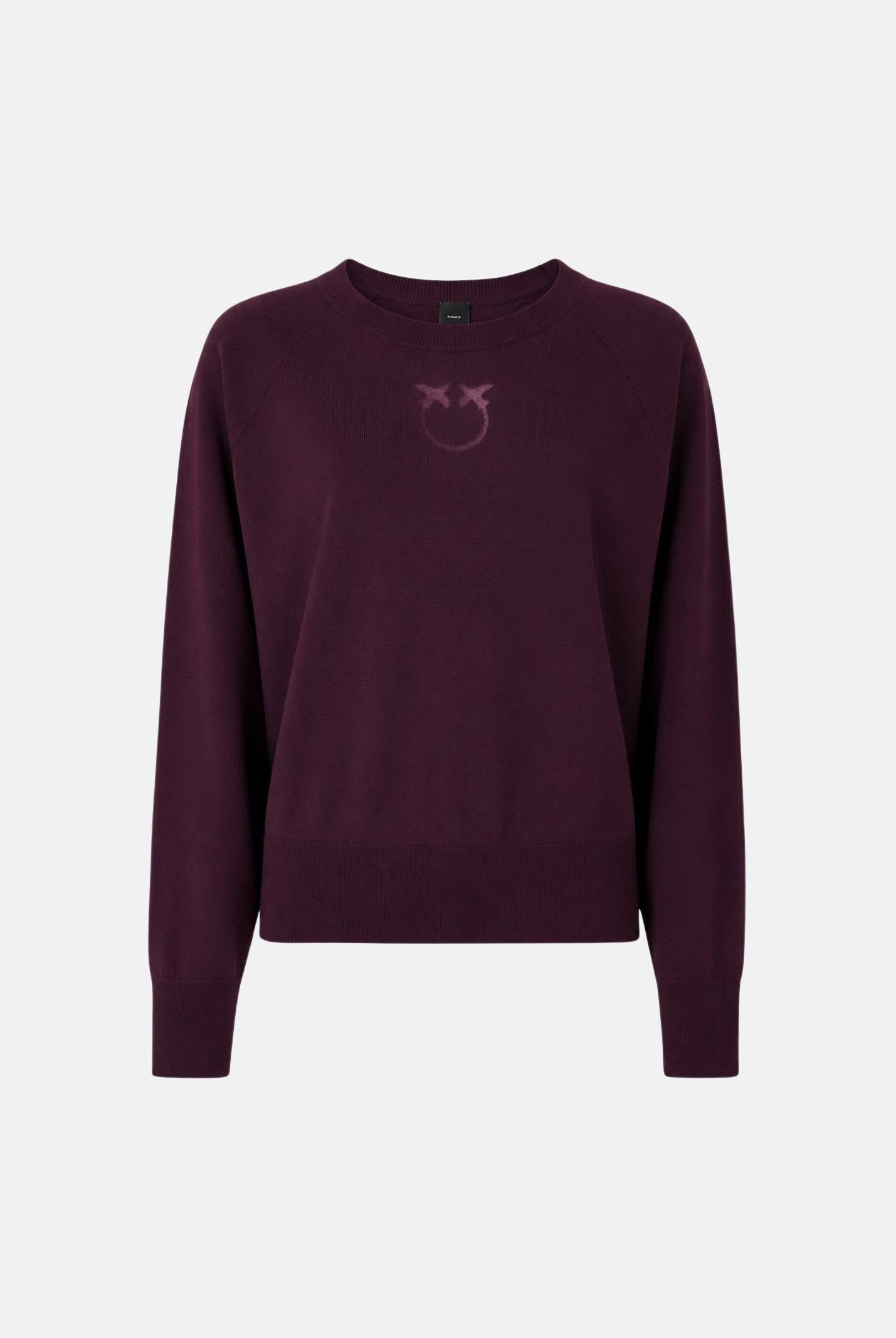 PINKO Maglia LANZAROTE viola prugna da donna con logo LOVE BIRDS 105417A18M W63 PINKO