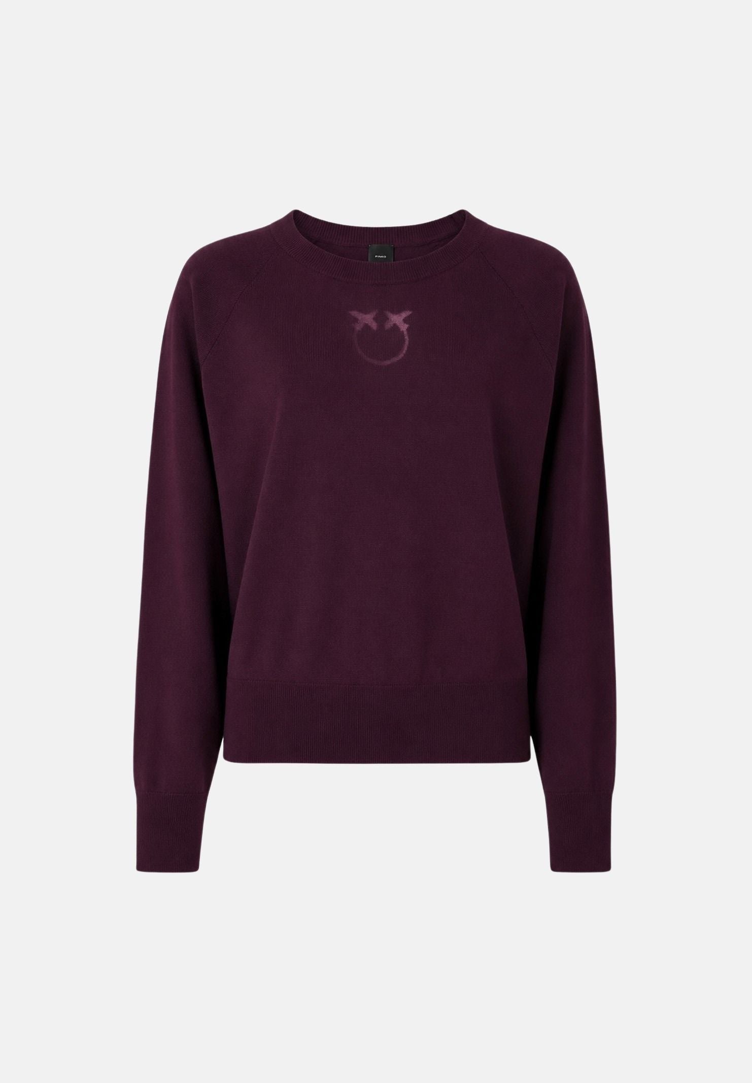 PINKO Maglia LANZAROTE viola prugna da donna con logo LOVE BIRDS 105417A18M W63 PINKO