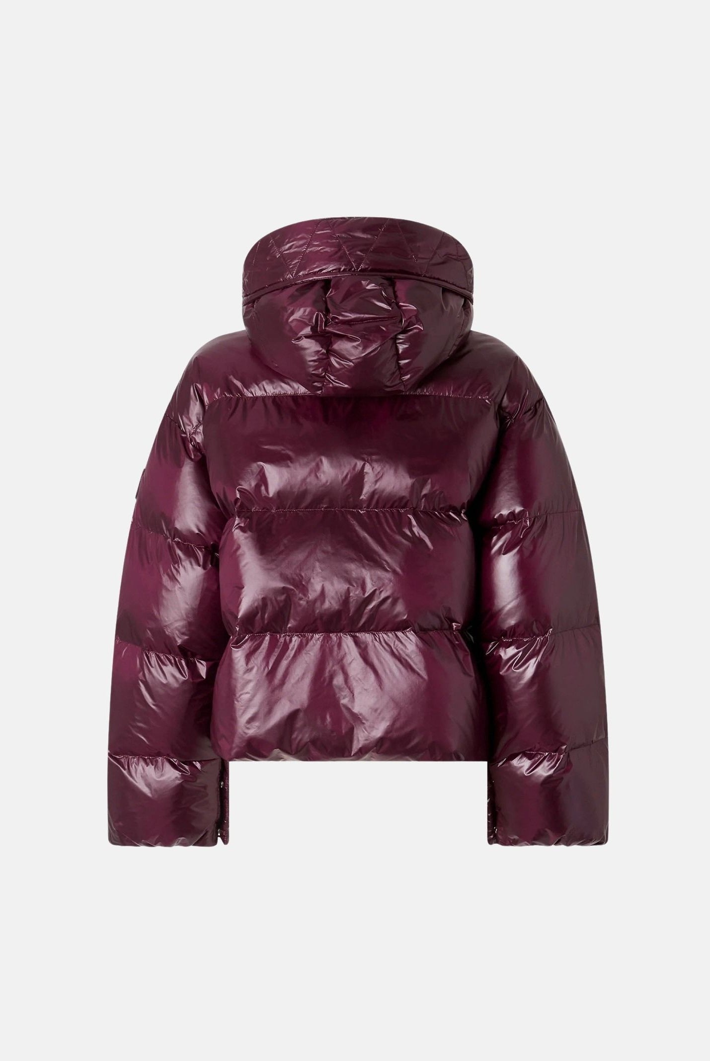 PINKO Piumino IMPASTO bordeaux scuro da donna con finitura semilucida e cappuccio avvolgente. 105656A3FI RR7 PINKO