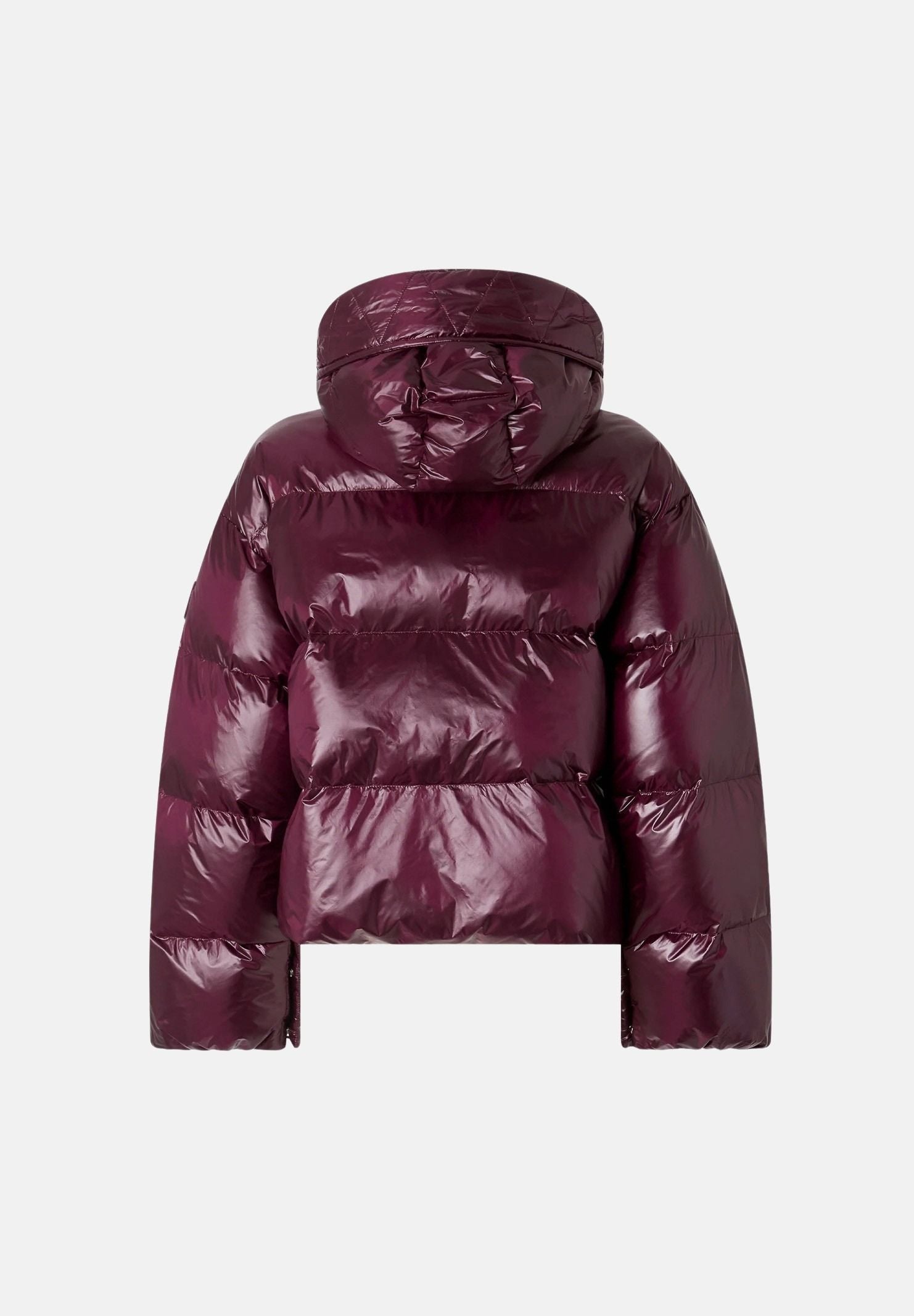 PINKO Piumino IMPASTO bordeaux scuro da donna con finitura semilucida e cappuccio avvolgente. 105656A3FI RR7 PINKO
