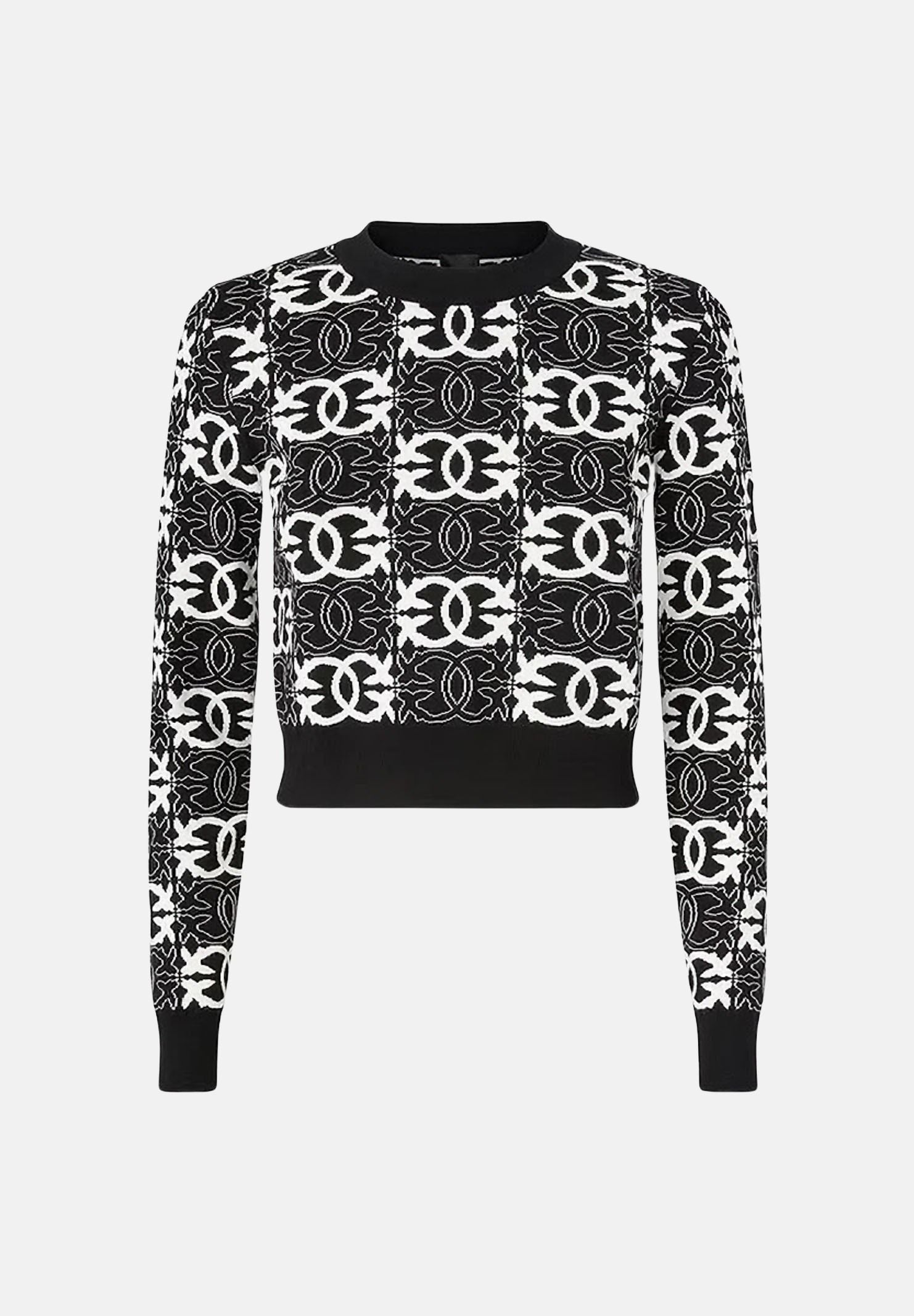 PINKO Maglia GYPSIES cropped marrone da donna con motivo logo all over 106041A2YD LC2 PINKO