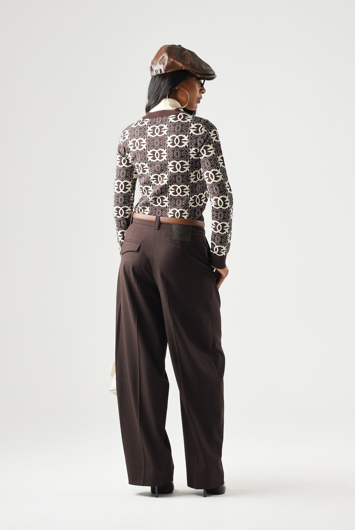 PINKO Maglia GYPSIES cropped marrone da donna con motivo logo all over 106041A2YD LC2 PINKO