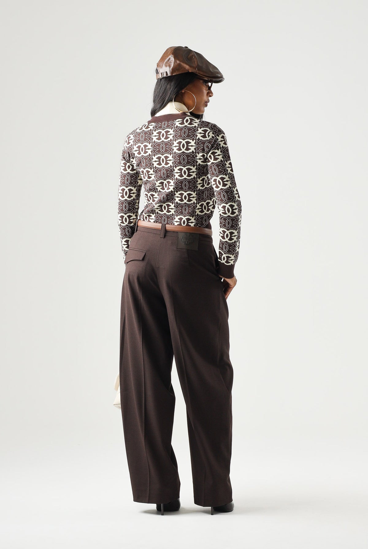 PINKO Maglia GYPSIES cropped marrone da donna con motivo logo all over 106041A2YD LC2 PINKO