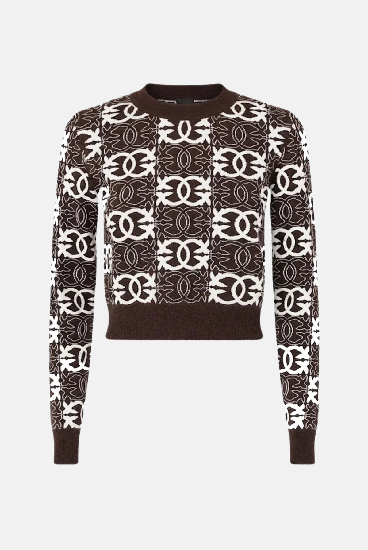 PINKO Maglia GYPSIES cropped marrone da donna con motivo logo all over 106041A2YD LC2 PINKO