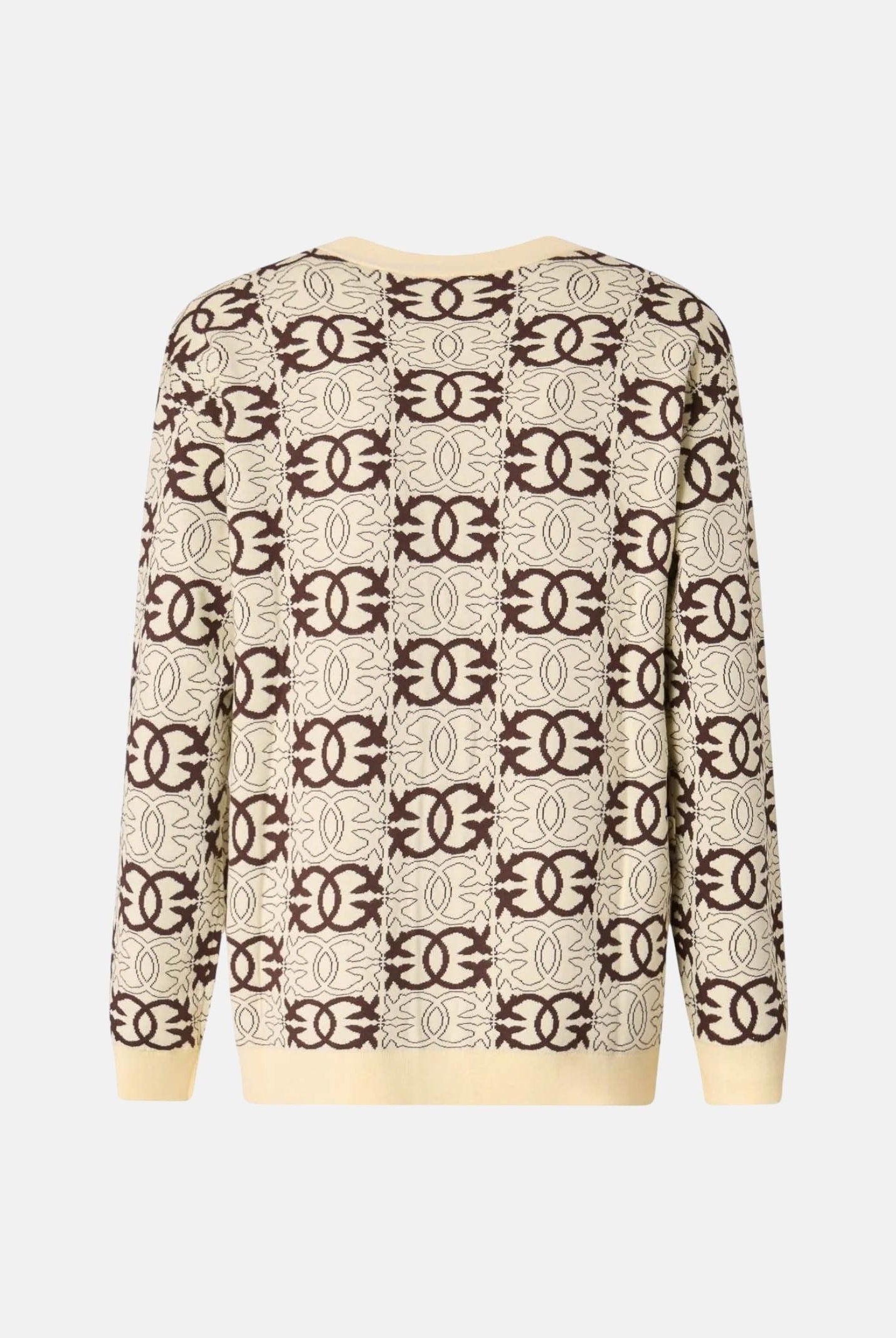 PINKO Cardigan HALG BREED beige e marrone da donna con motivo logo geometrico all over. 106042A2YD CL1 PINKO
