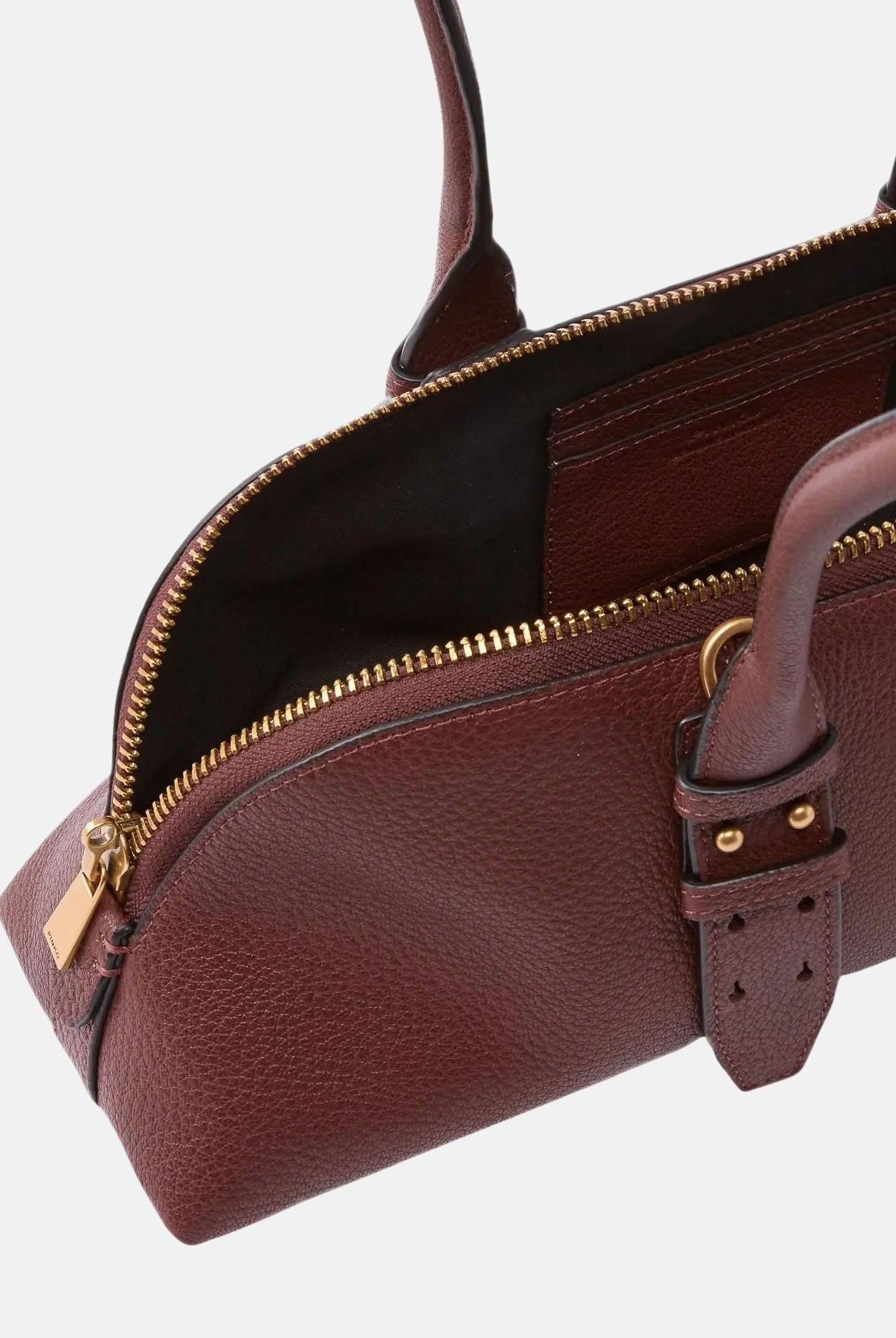 PINKO Borsa LARGE HORIZONTAL BOWLING BAG in pelle, colore brand Castano Intenso / Antique Gold, da donna. 106169A3CX L88Q PINKO