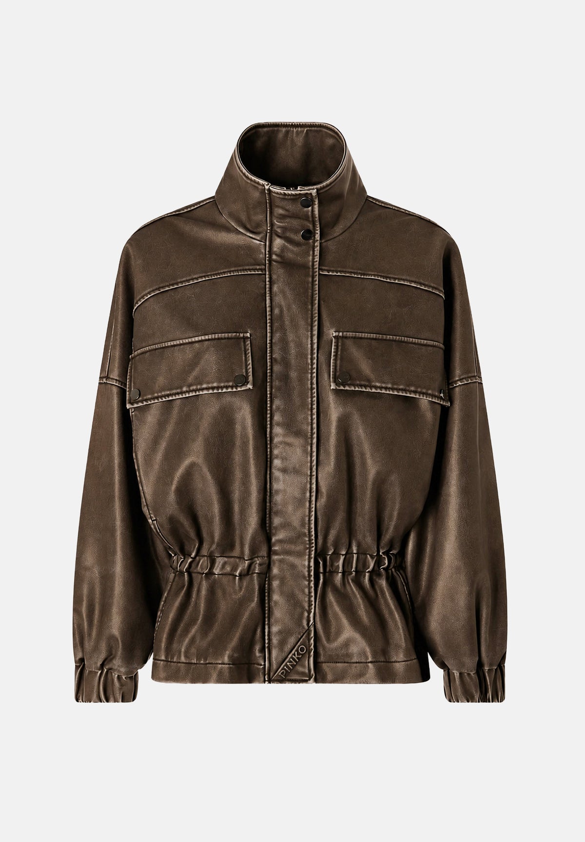 PINKO Giacca in ecco-pelle BARKERIA BLOUSON marrone da donna con tasconi laterali 107074A3E8 L64 PINKO