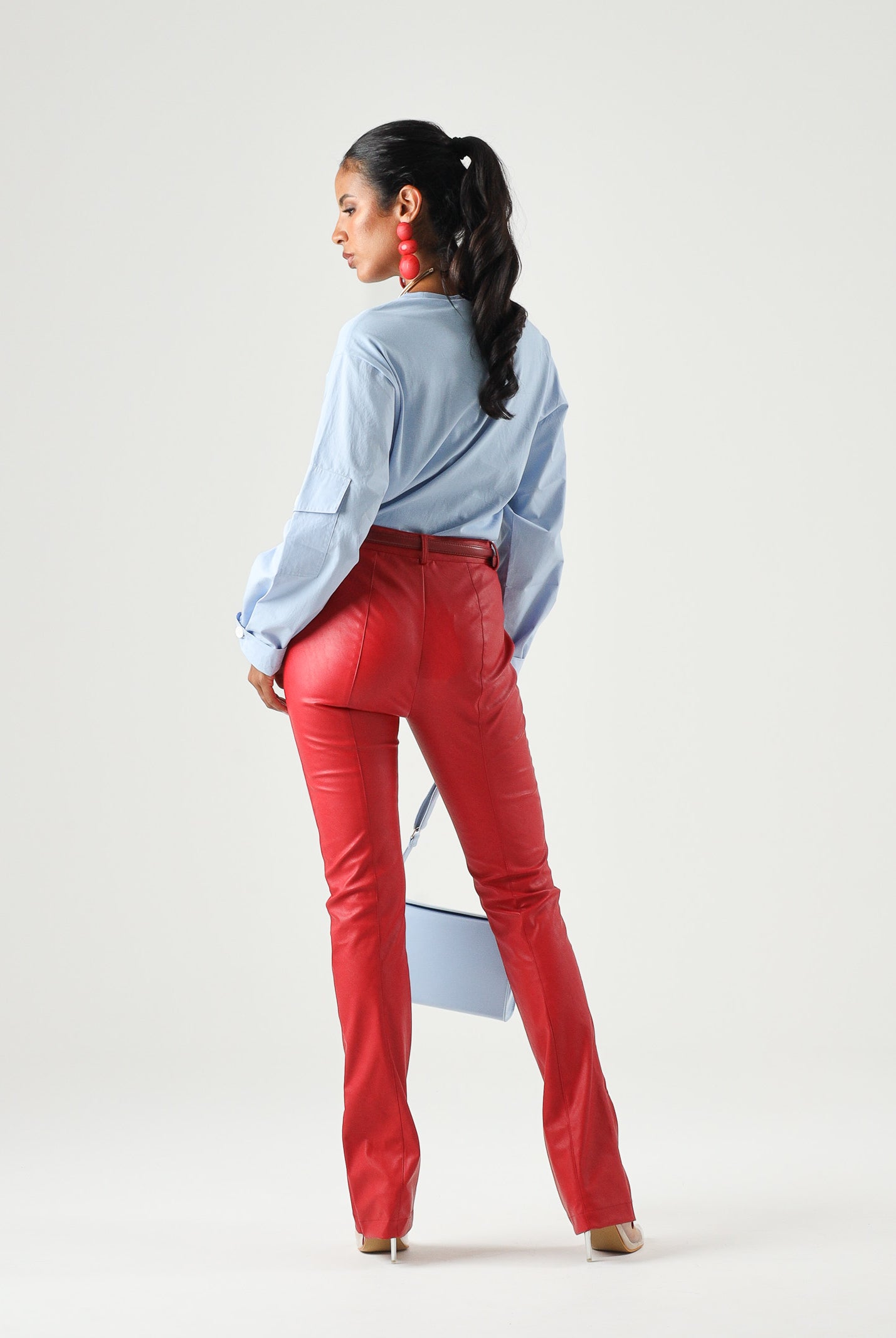 PINKO Pantaloni FLARE rosso-rosa porpora da donna. 107127A3EQ R45 PINKO