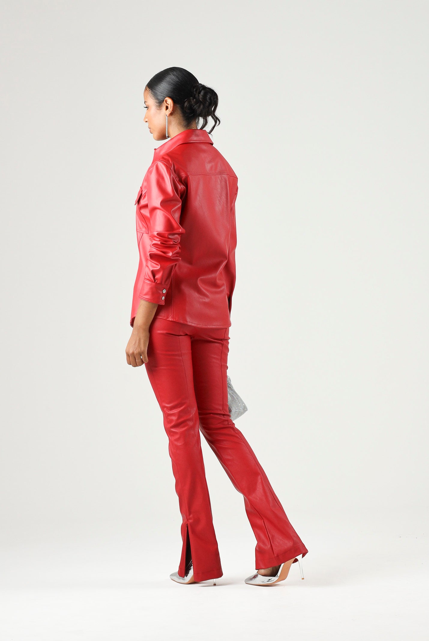 PINKO CAMBRIA Camicia effetto nappa rosso-porpora da donna con finitura lucida <BR/> 107128A3EQ R45 PINKO