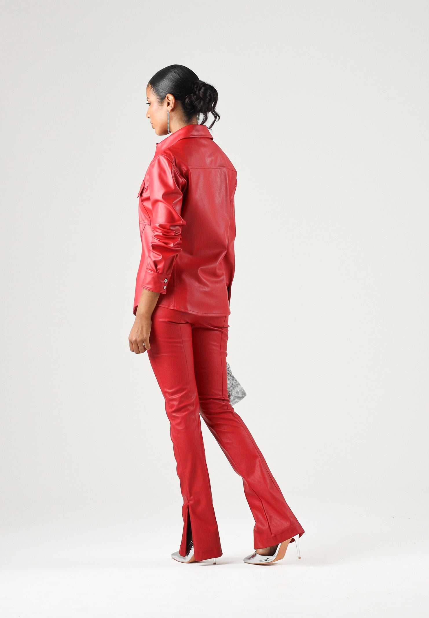 PINKO CAMBRIA Camicia effetto nappa rosso-porpora da donna con finitura lucida <BR/> 107128A3EQ R45 PINKO