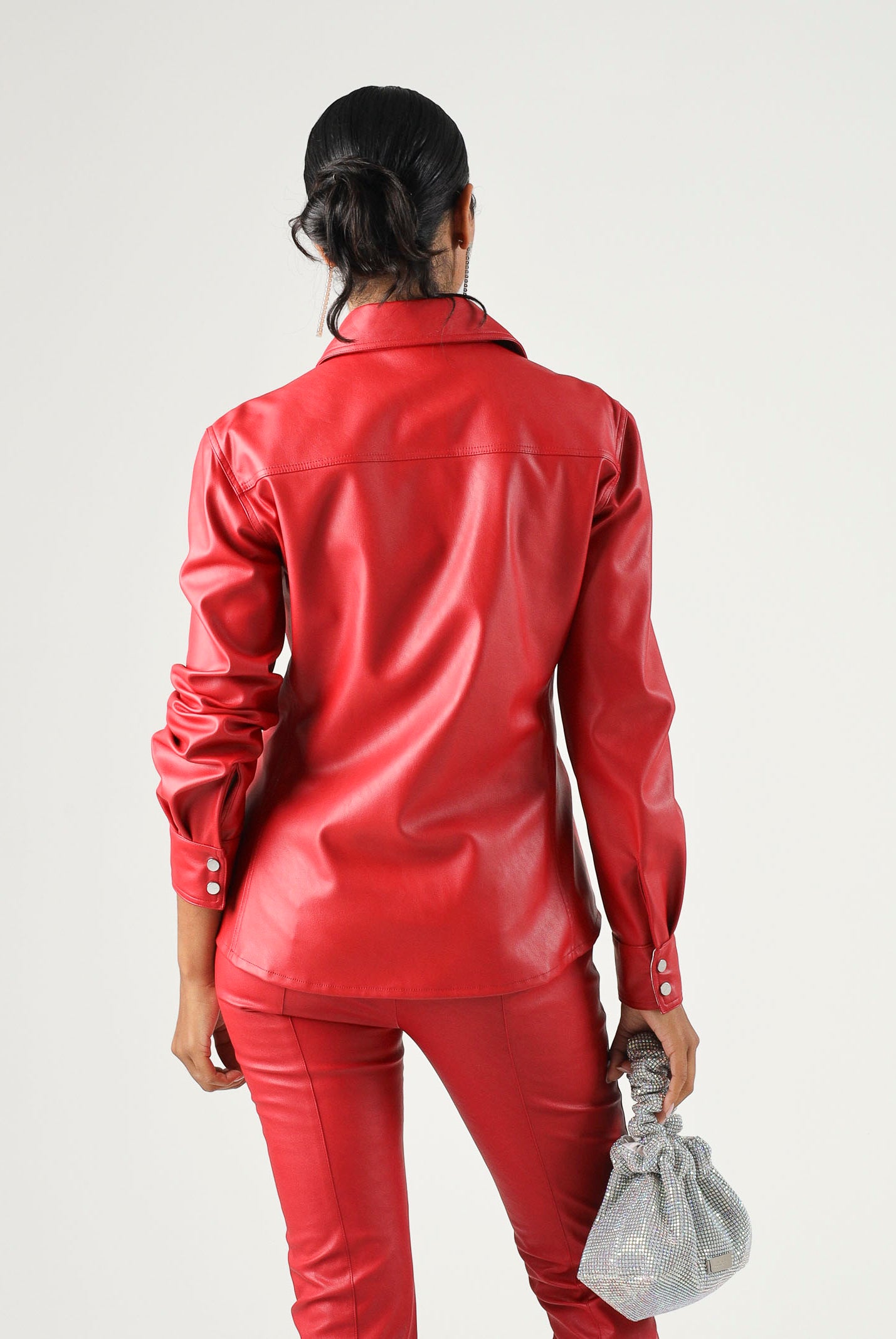PINKO CAMBRIA Camicia effetto nappa rosso-porpora da donna con finitura lucida <BR/> 107128A3EQ R45 PINKO