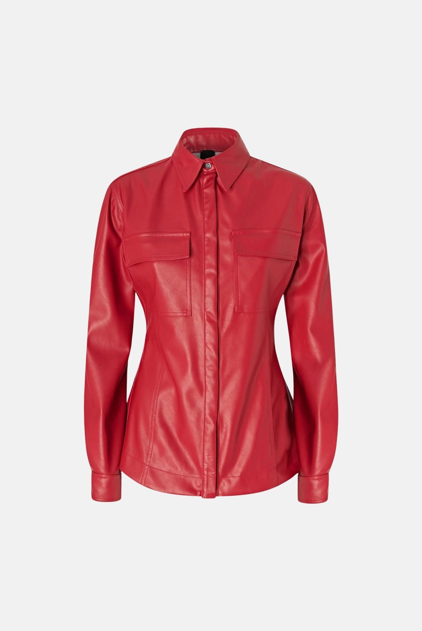 PINKO CAMBRIA Camicia effetto nappa rosso-porpora da donna con finitura lucida <BR/> 107128A3EQ R45 PINKO