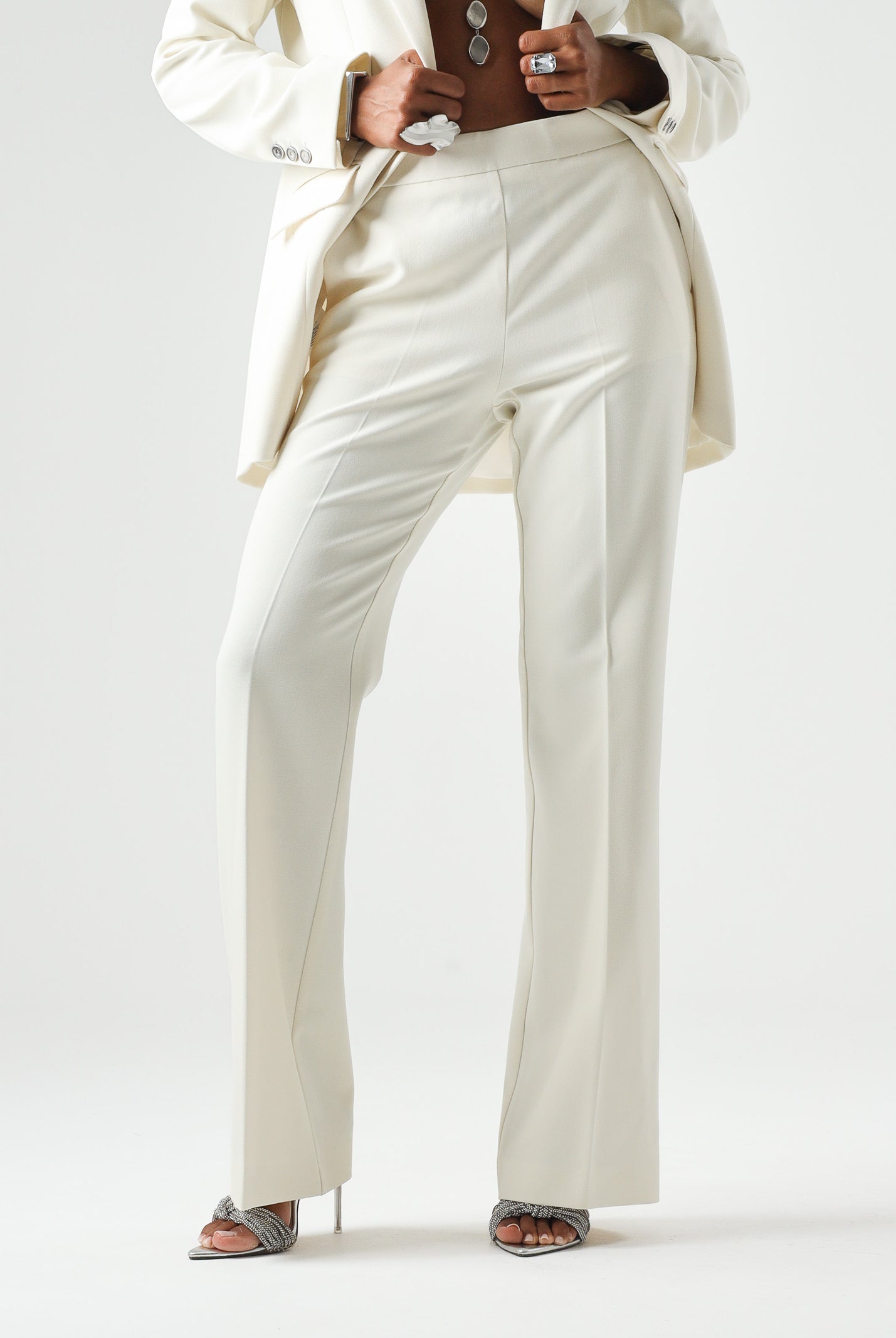 PINKO Pantaloni PEONIA eleganti bianco gelato bianco, donna con piega stirata 107193A3DA Z00 PINKO