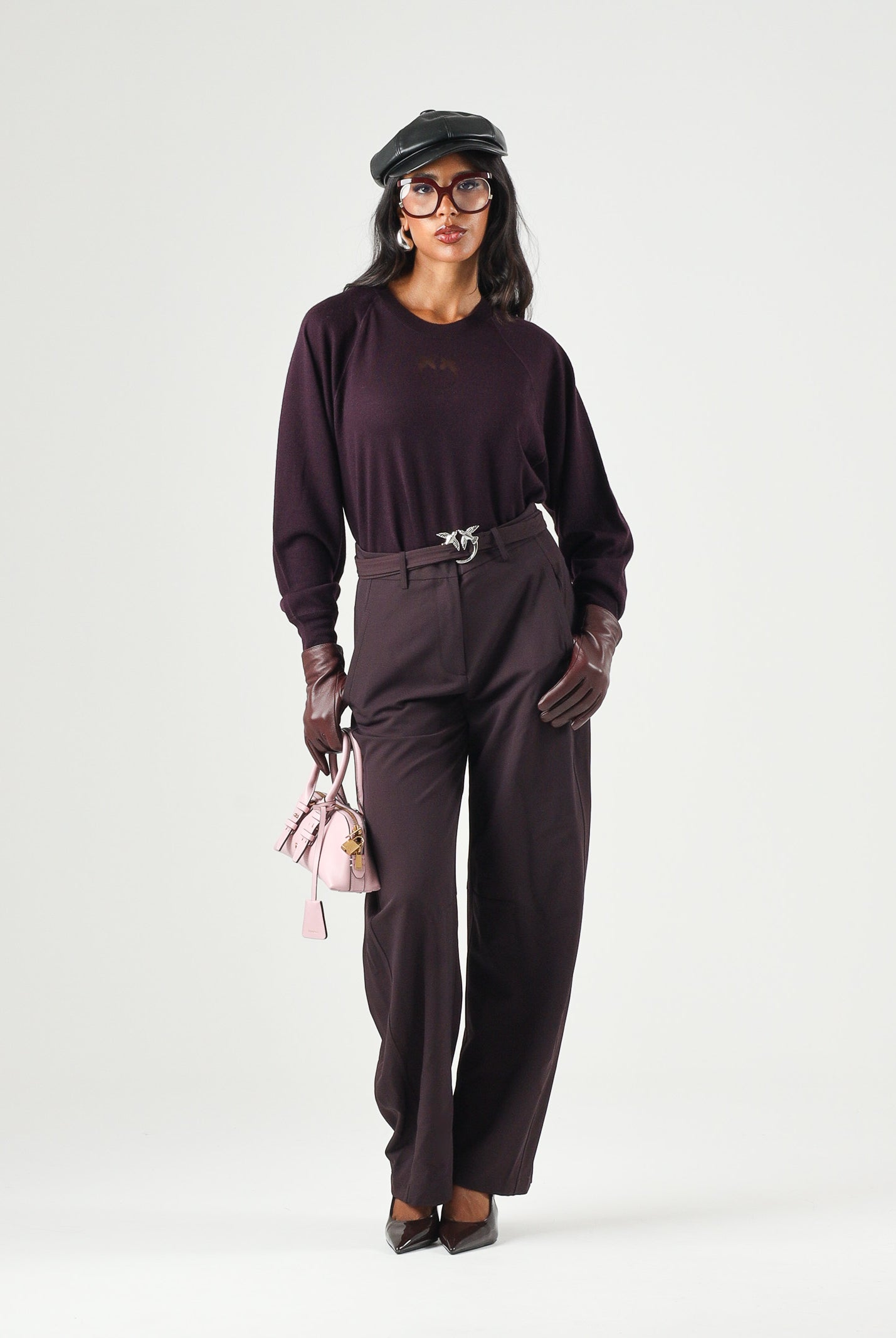 PINKO Pantaloni NEW LEXY CON CINTURA Bordeaux scuro da donna 107201A18E RR7 PINKO