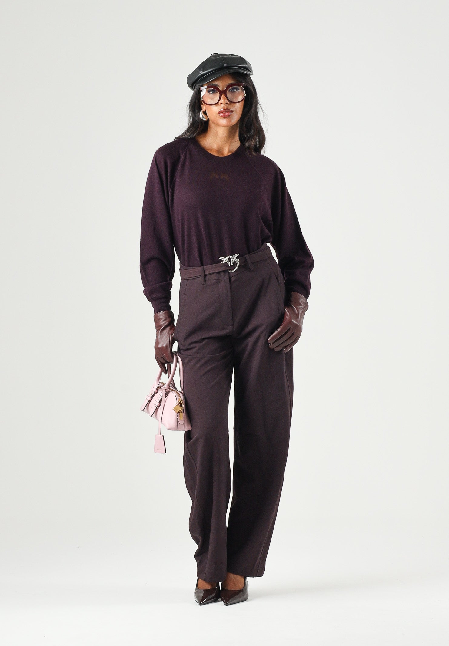 PINKO Pantaloni NEW LEXY CON CINTURA Bordeaux scuro da donna 107201A18E RR7 PINKO