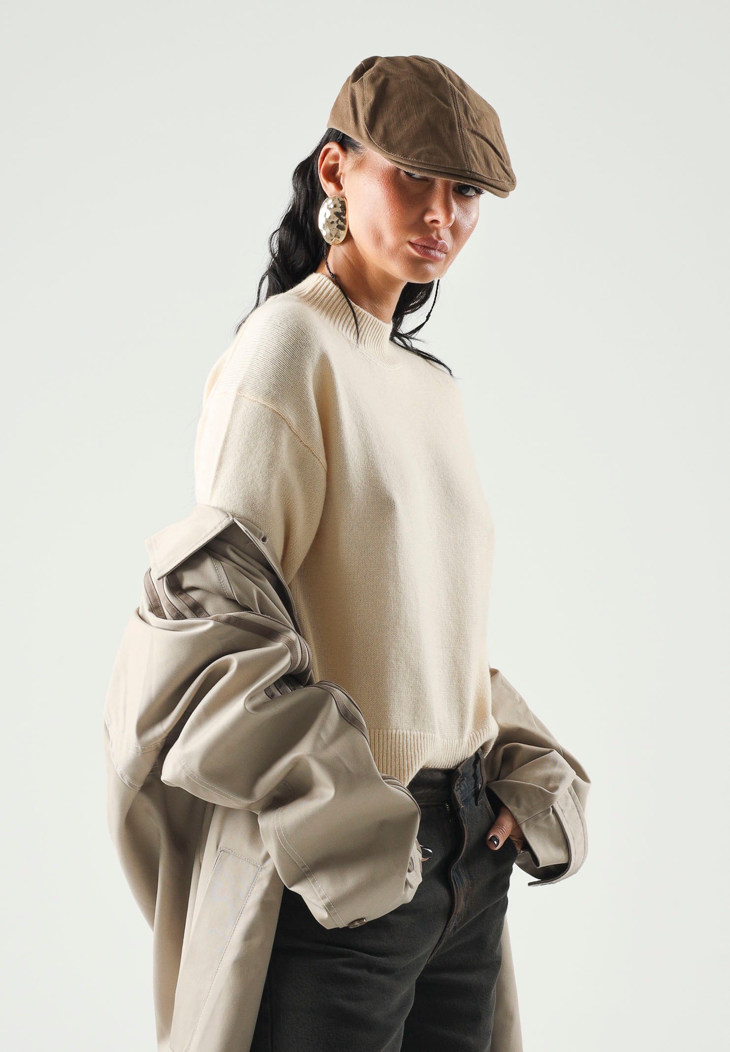 PINKO Maglia SPARTA SWEATER rugiada gelata-beige da donna con lavorazione essenziale 107205A3G1 C15 PINKO