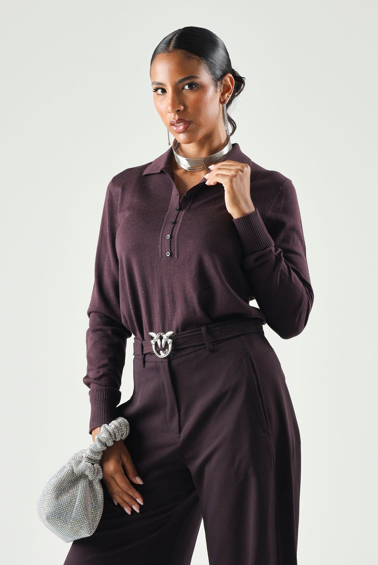 PINKO Maglia polo POLO VADUS viola prugna da donna 107249A3FY W63 PINKO