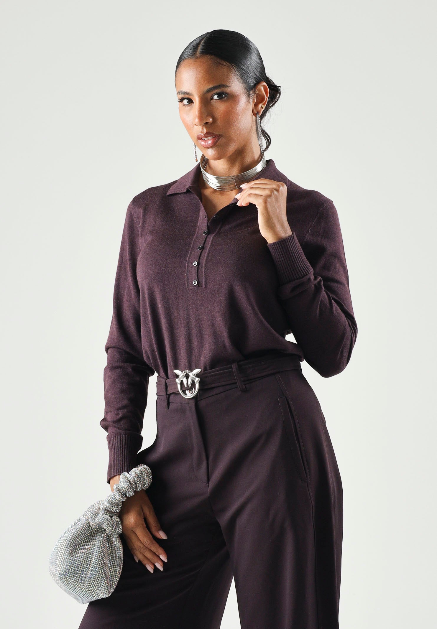 PINKO Maglia polo POLO VADUS viola prugna da donna 107249A3FY W63 PINKO