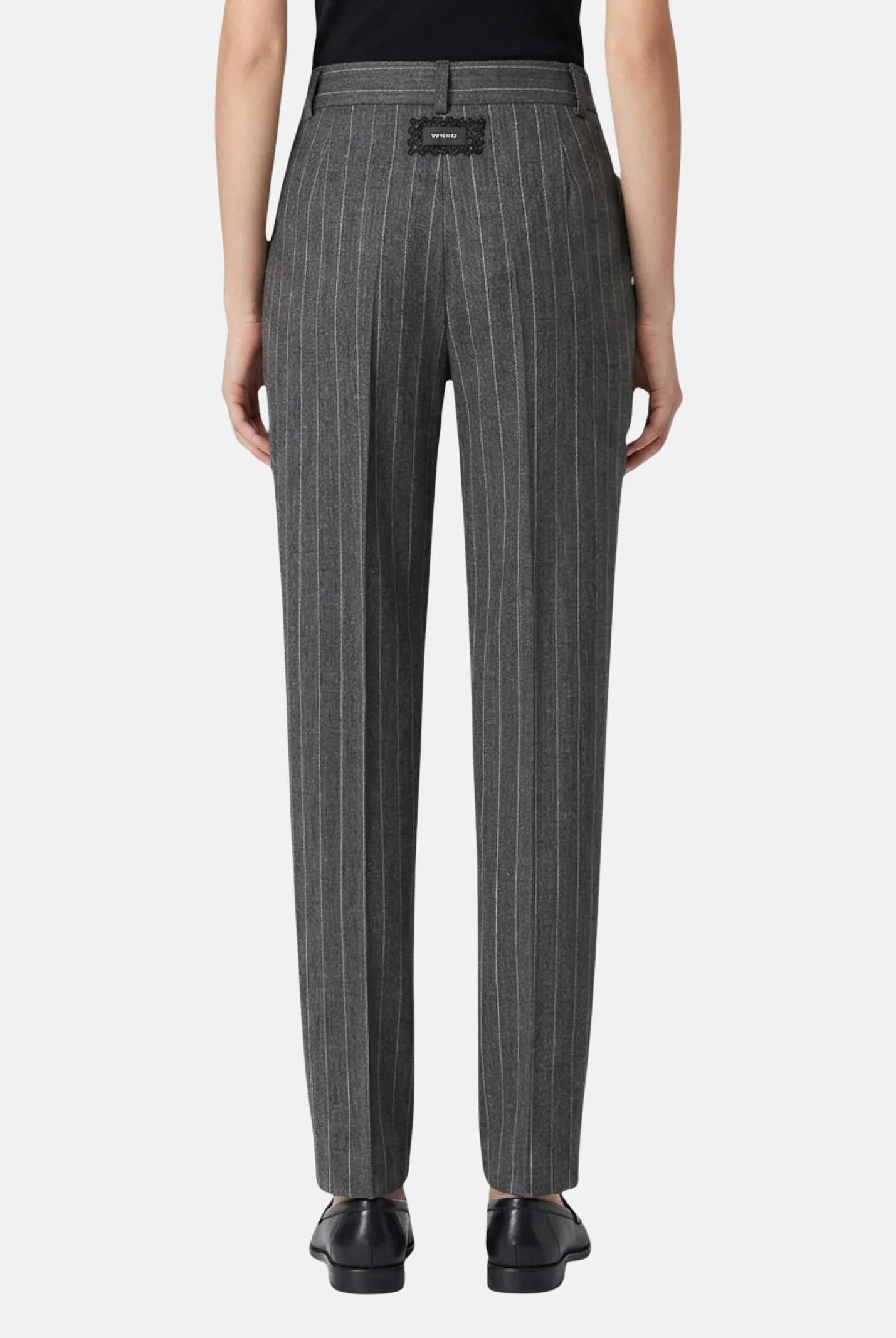 PINKO Pantaloni PLEIONE in misto lana multigrigio da donna con fantasia a piega <BR/> 107264A3FF IN4 PINKO