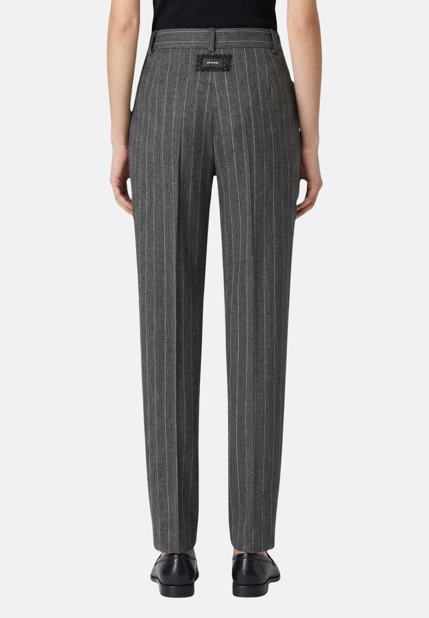 PINKO Pantaloni PLEIONE in misto lana multigrigio da donna con fantasia a piega <BR/> 107264A3FF IN4 PINKO