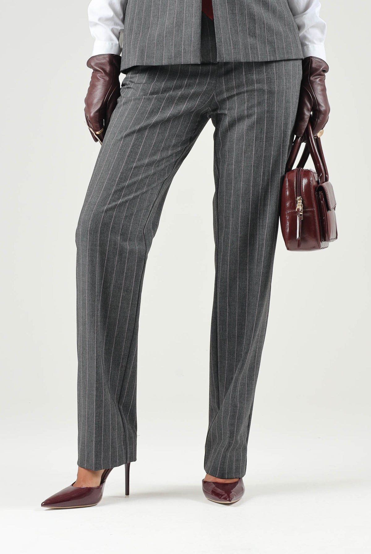 PINKO Pantaloni PLEIONE in misto lana multigrigio da donna con fantasia a piega <BR/> 107264A3FF IN4 PINKO