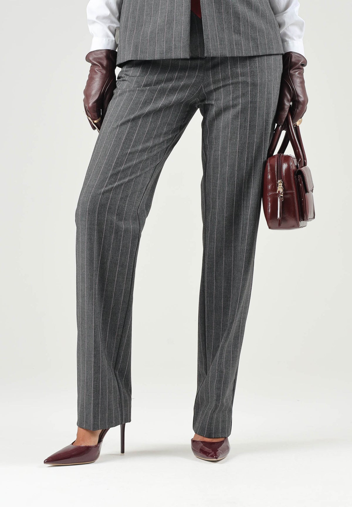 PINKO Pantaloni PLEIONE in misto lana multigrigio da donna con fantasia a piega <BR/> 107264A3FF IN4 PINKO