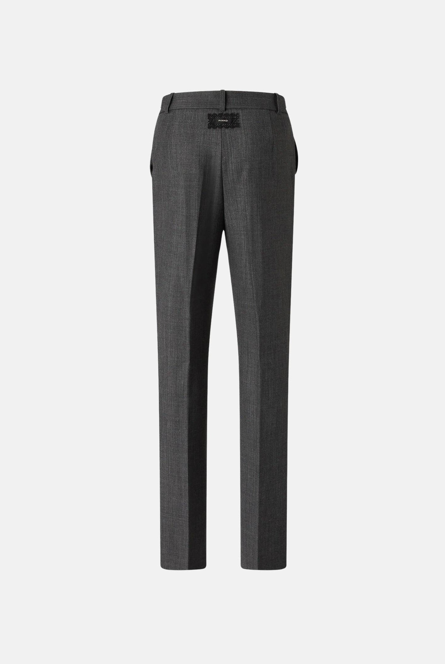 PINKO Pantaloni PLEIONE a sigaretta in misto lana stretch grigio corvo da donna con fantasia a spiga. 107264A3IF I76 PINKO