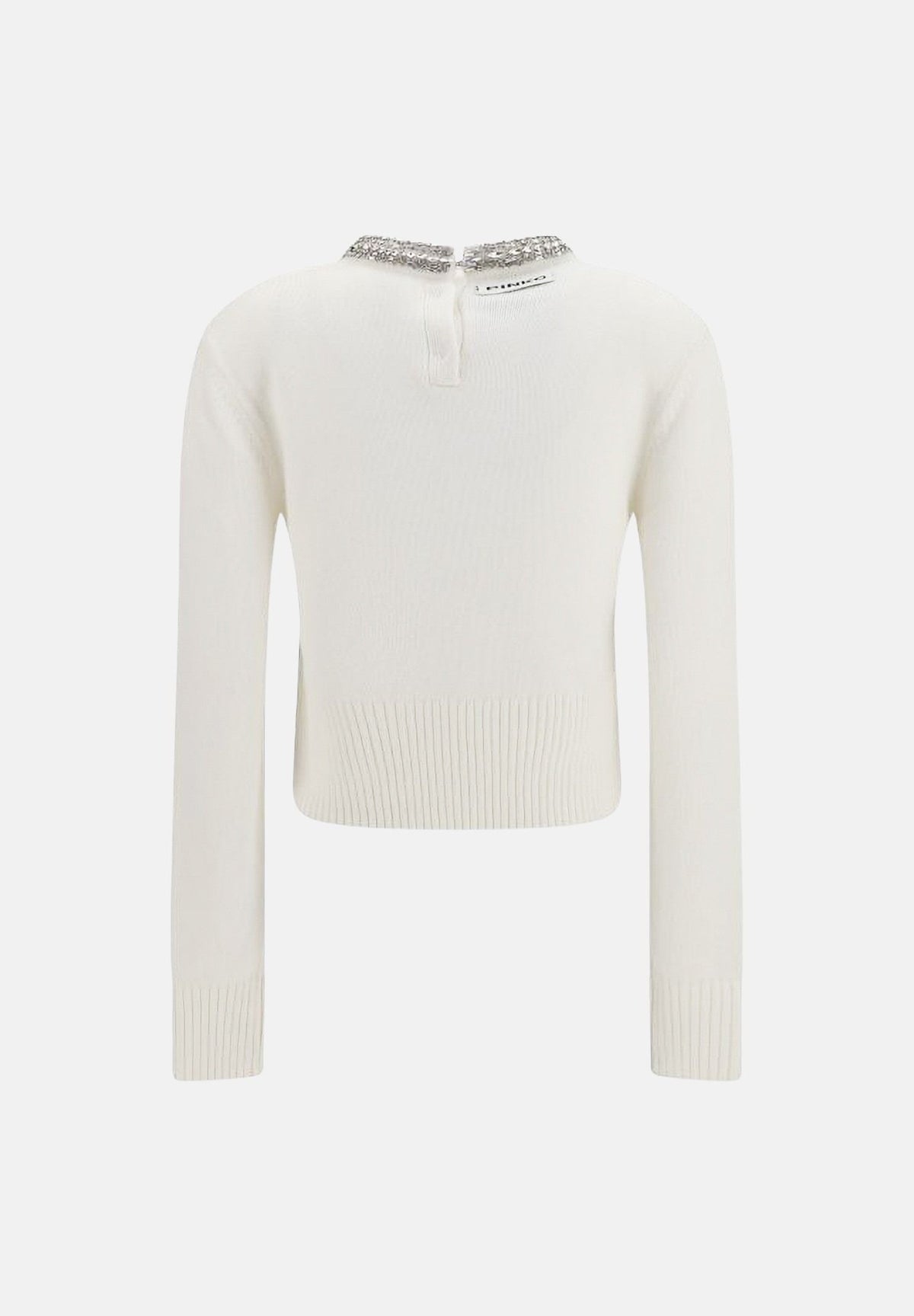 PINKO Maglione BARLINO girocollo Bianco Inverno da donna con dettaglio gioiello. 107274A3GI Z03 PINKO