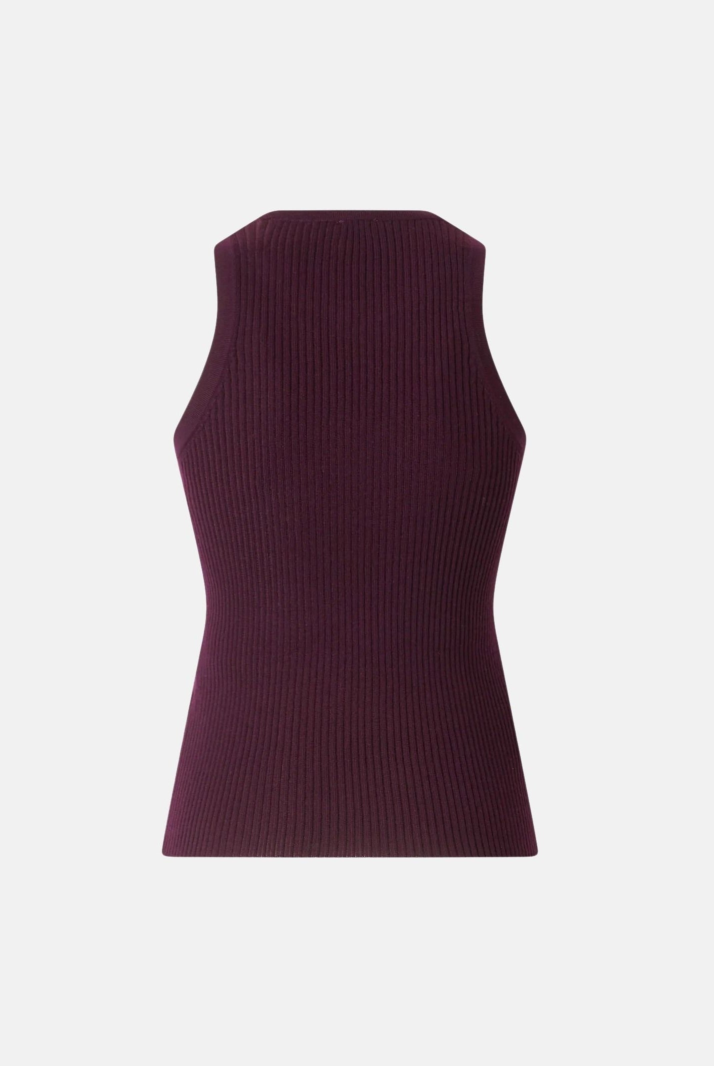 PINKO Top smanicato NEWCASTLE in maglia viola prugna, da donna con dettaglio logo frontale 107321A18M W63 PINKO