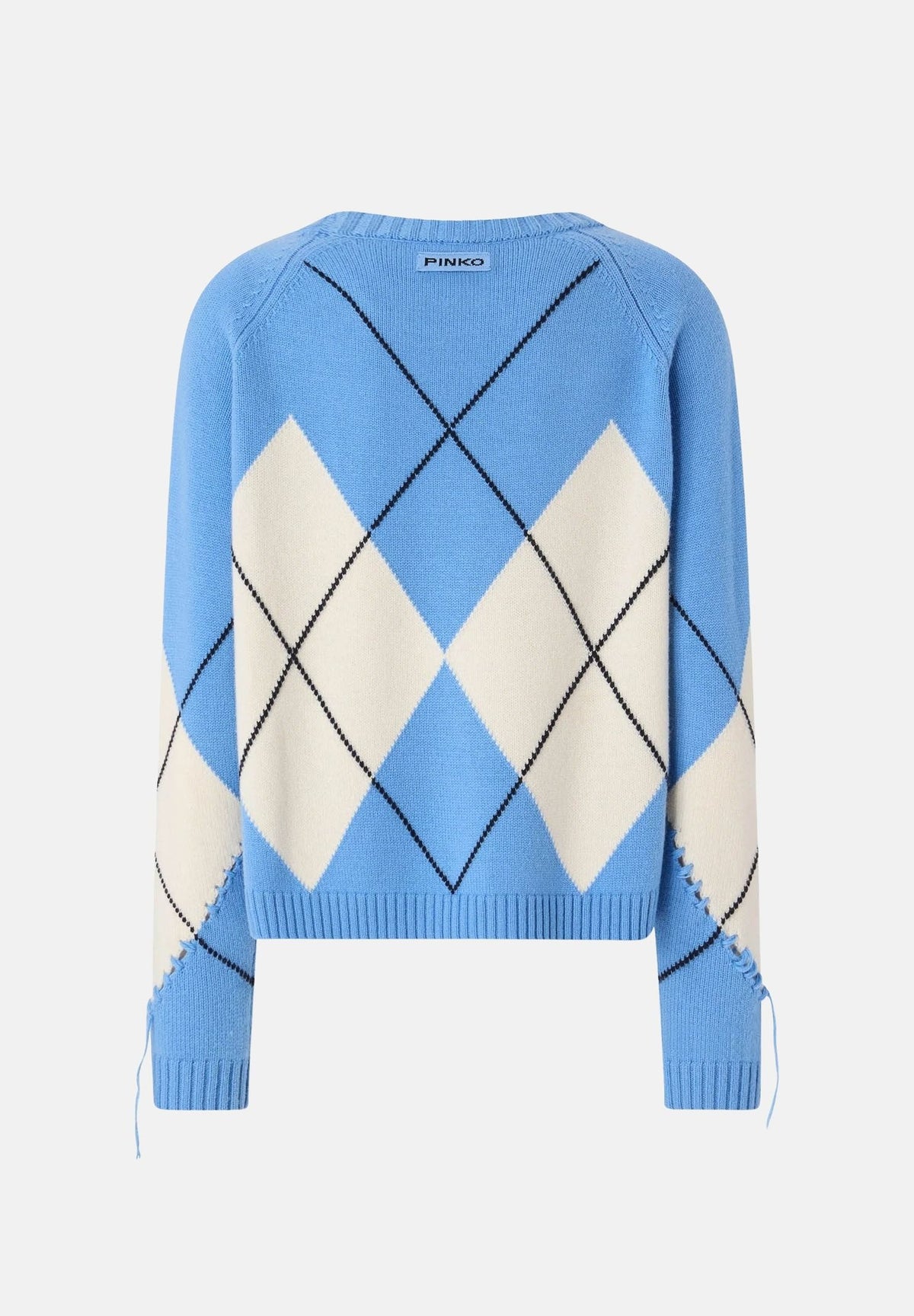 PINKO Maglione BERNA Azzurro-Panna da donna con motivo argyle. 107377A3JE EC4 PINKO