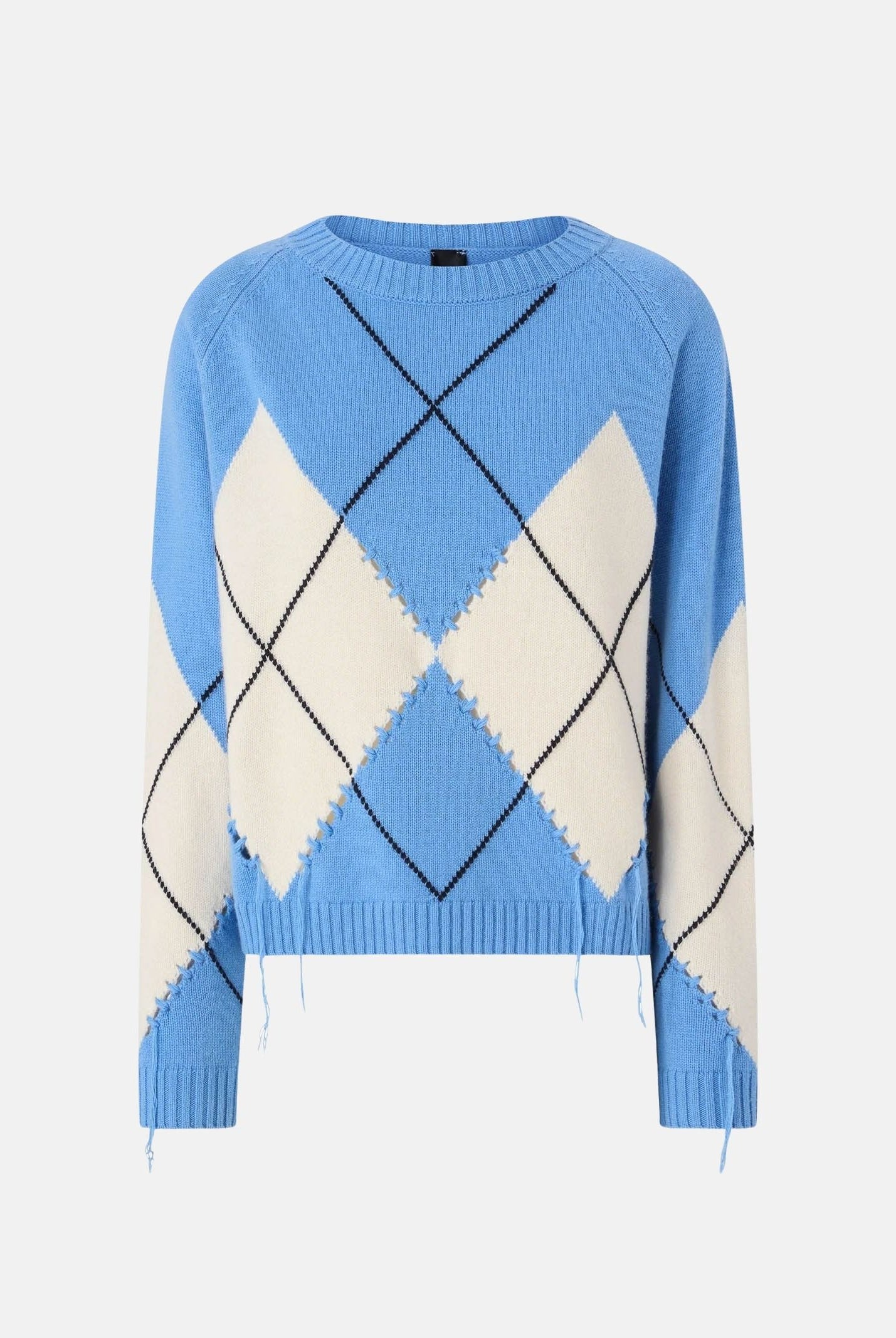 PINKO Maglia BERNA Azzurro-Panna da donna con motivo argyle. 107377A3JE EC4 PINKO