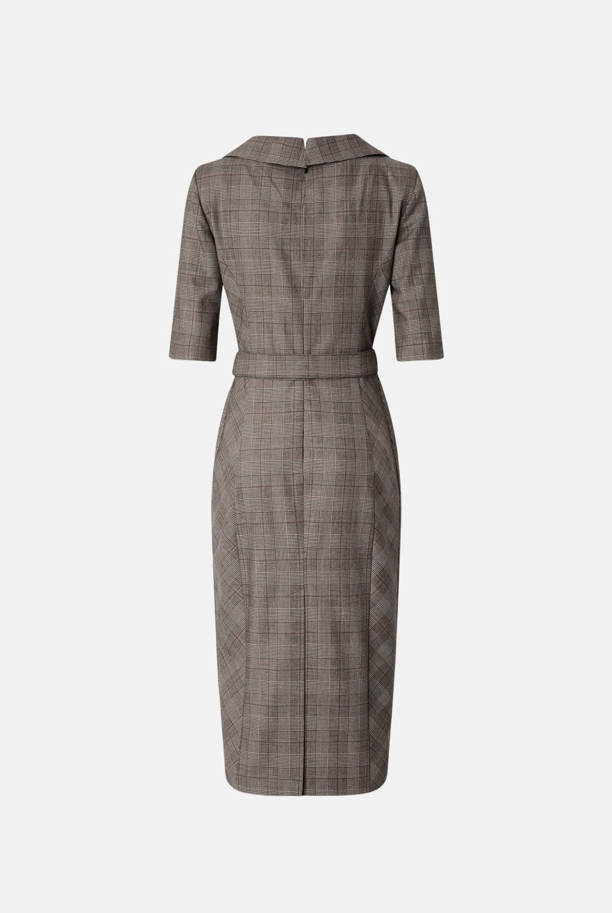 PINKO Abito ANTHEA DRESS Multicolor Beige-Bordeaux da donna con fantasia check Principe di Galles. 107417A3FF CYZ PINKO