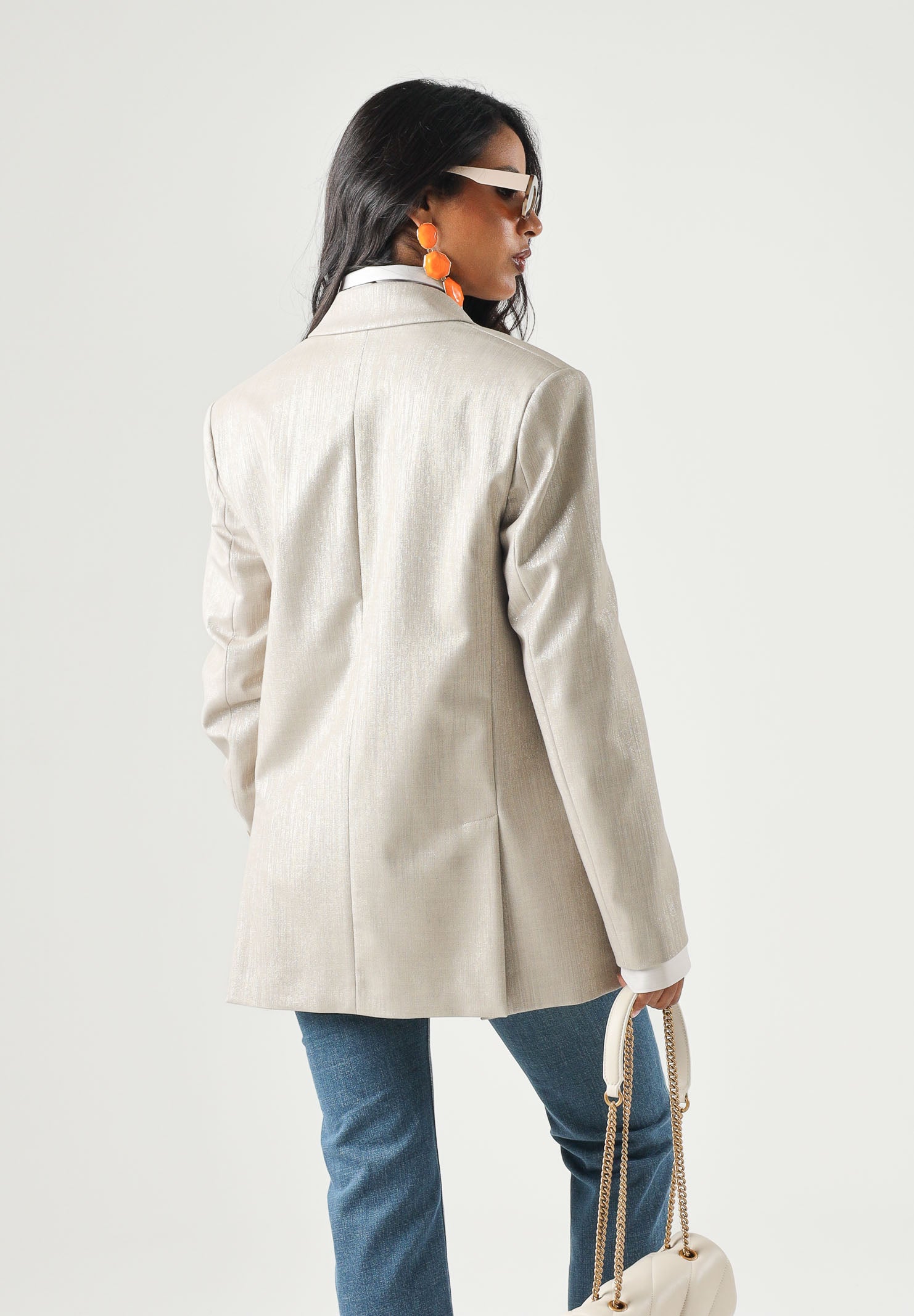 PINKO Blazer DOPPIOPETTO METALLIZZATO multi beige e oro da donna 107421A3G4 CH3 PINKO