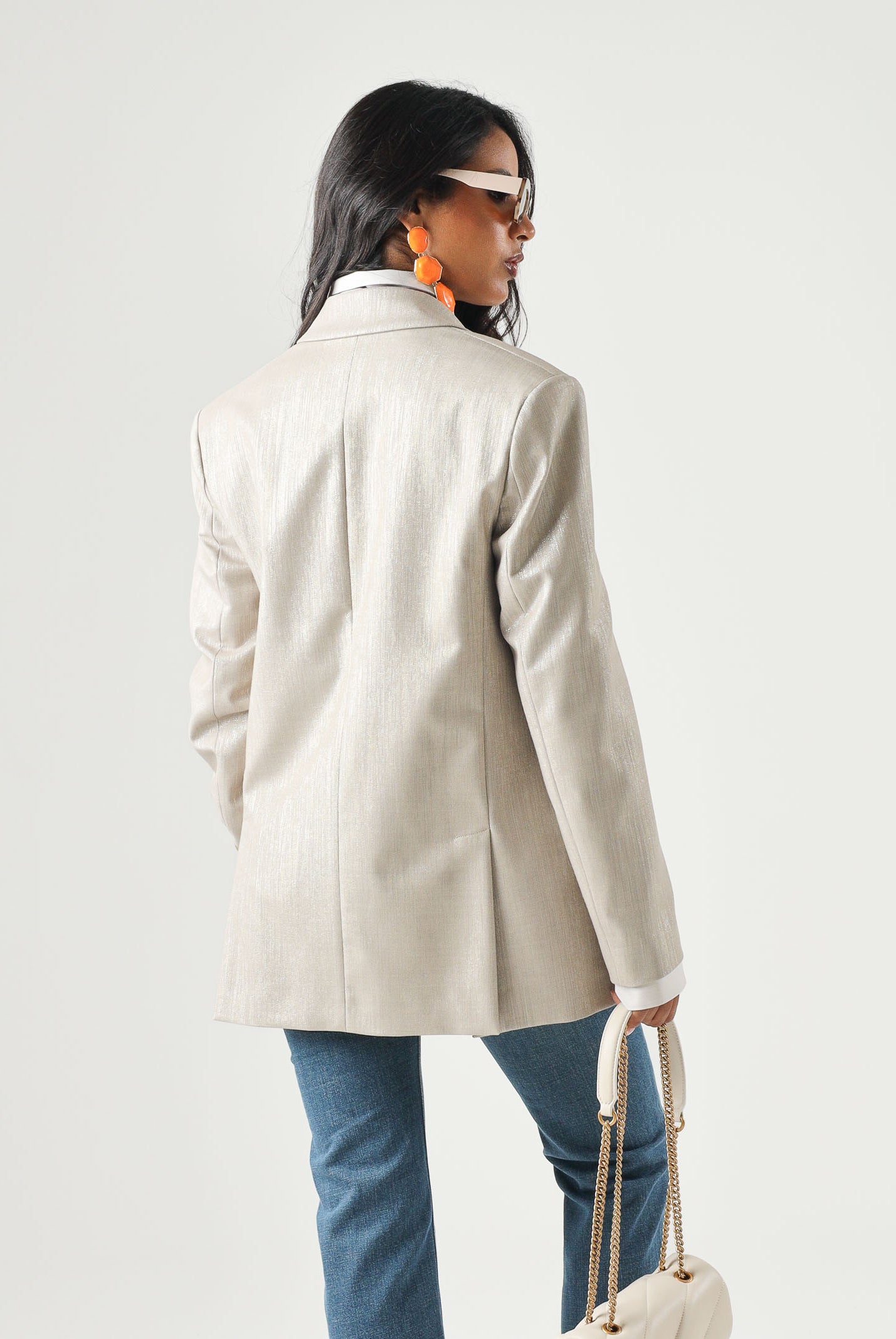 PINKO Blazer DOPPIOPETTO METALLIZZATO multi beige e oro da donna 107421A3G4 CH3 PINKO
