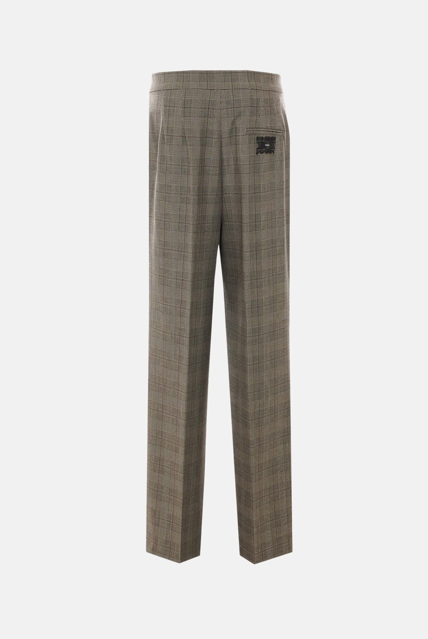 PINKO Pantaloni eleganti PLUMERIA beige-bordeaux da donna con fantasia check e dettaglio sartoriale. 107476A3FF CYZ PINKO