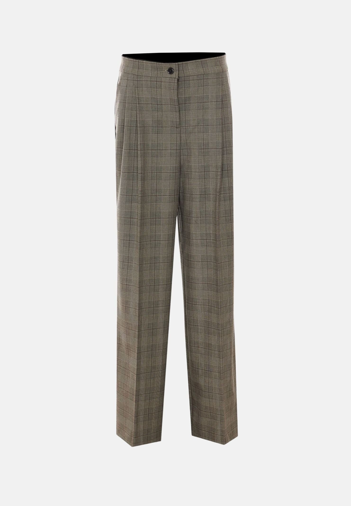 PINKO Pantaloni eleganti PLUMERIA beige-bordeaux da donna con fantasia check e dettaglio sartoriale. 107476A3FF CYZ PINKO