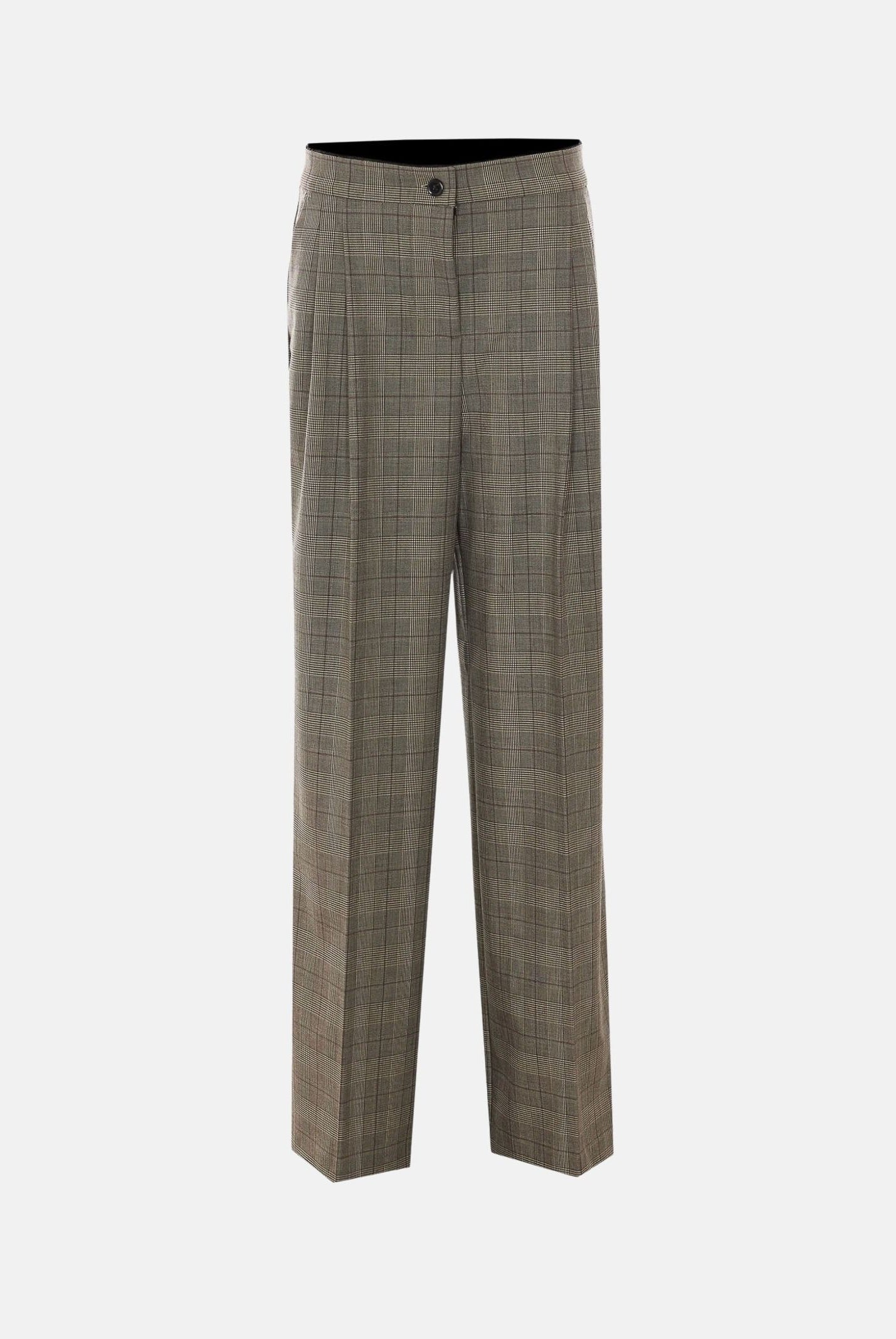 PINKO Pantaloni eleganti PLUMERIA beige-bordeaux da donna con fantasia check e dettaglio sartoriale. 107476A3FF CYZ PINKO