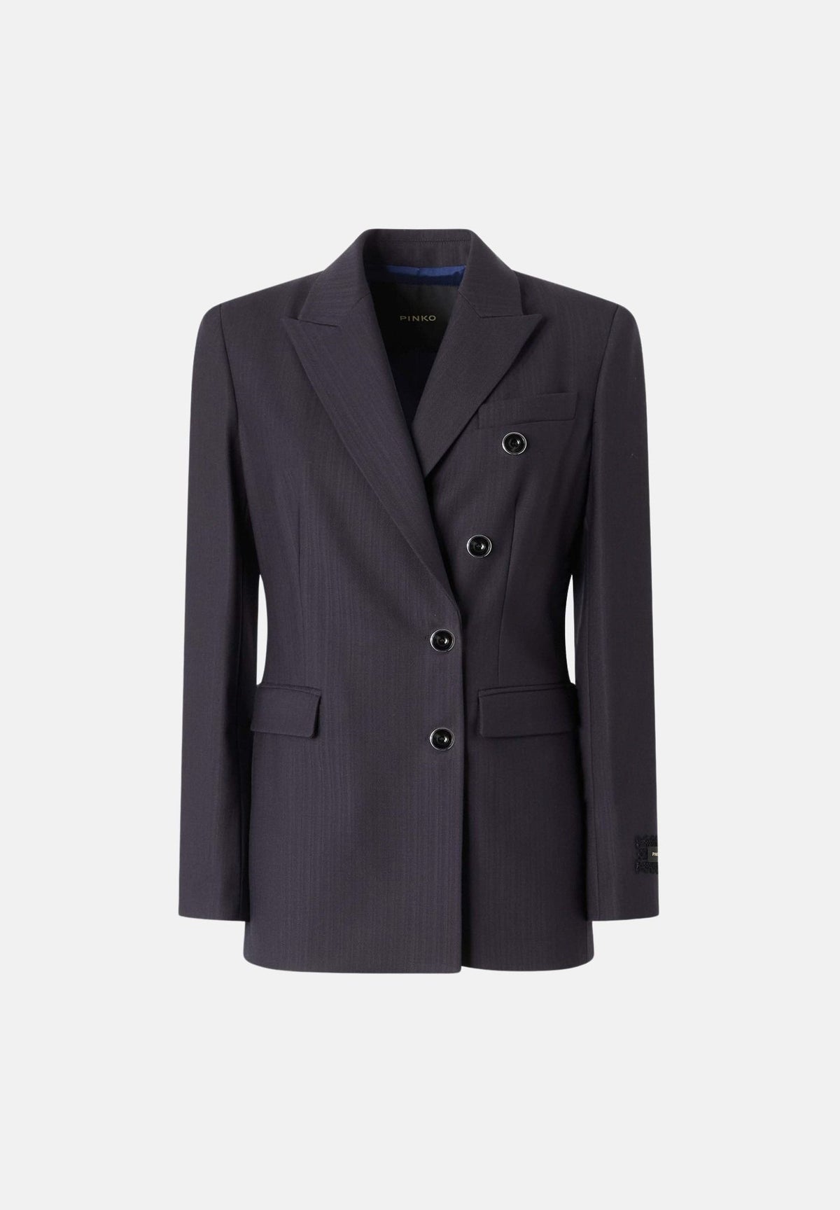 PINKO Giacca NEW AMALFI doppiopetto blu marino da donna con armatura a spiga.<BR/> 107513A3IF G03 PINKO