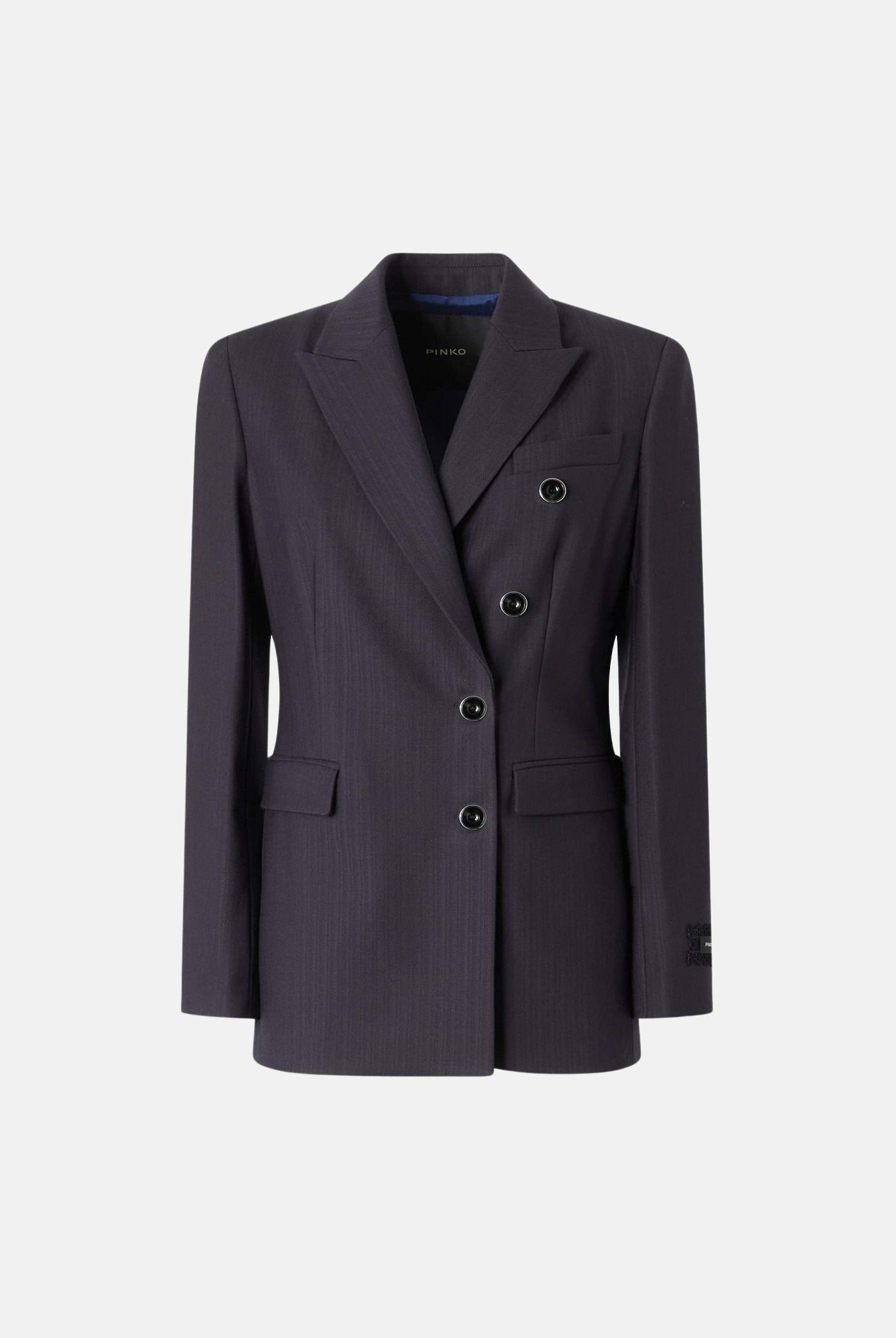 PINKO Giacca NEW AMALFI doppiopetto blu marino da donna con armatura a spiga.<BR/> 107513A3IF G03 PINKO