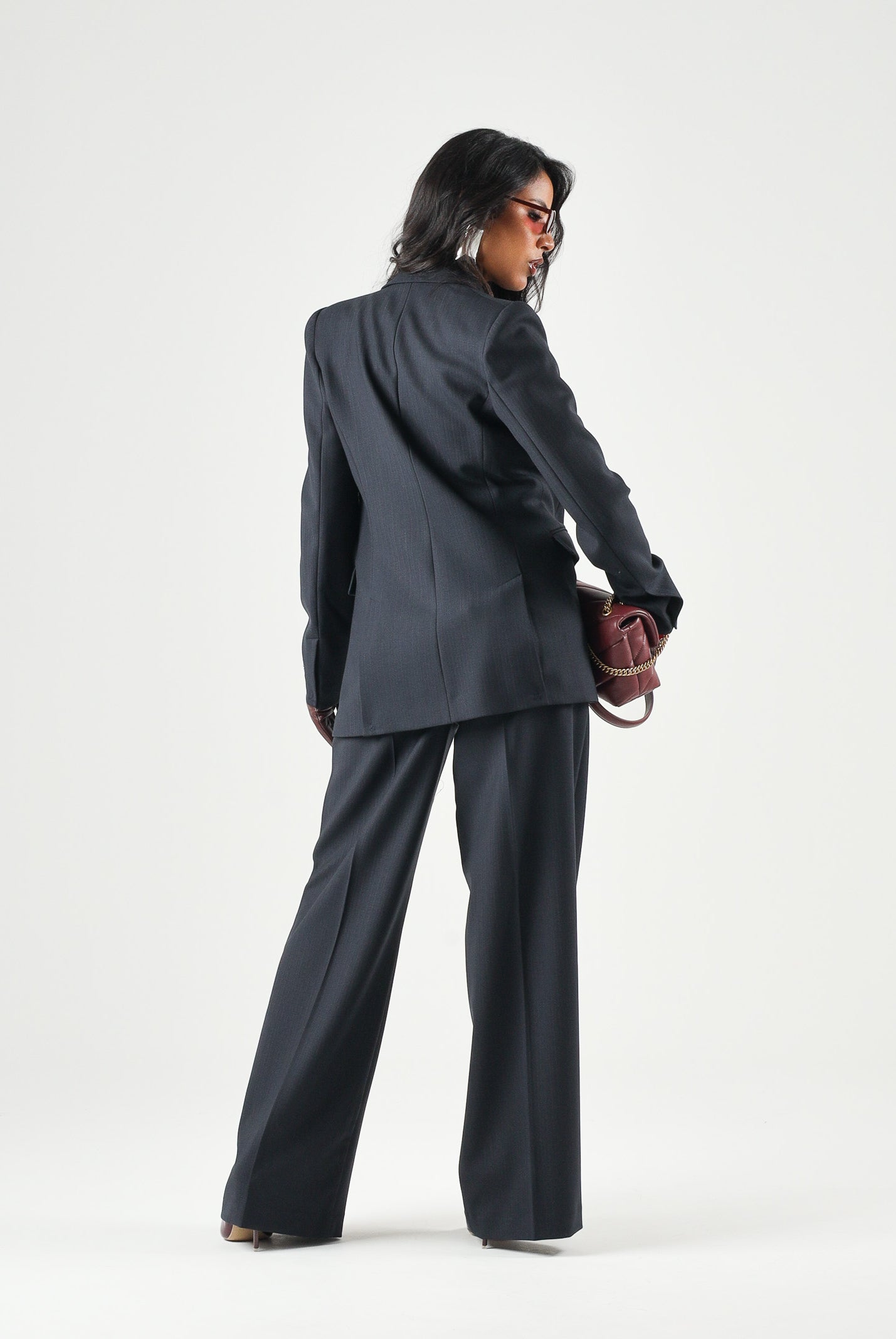 PINKO NEW AMALFI giacca slim doppiopetto in misto lana blu marino cupo blu da donna. 107513A3IF G03 PINKO