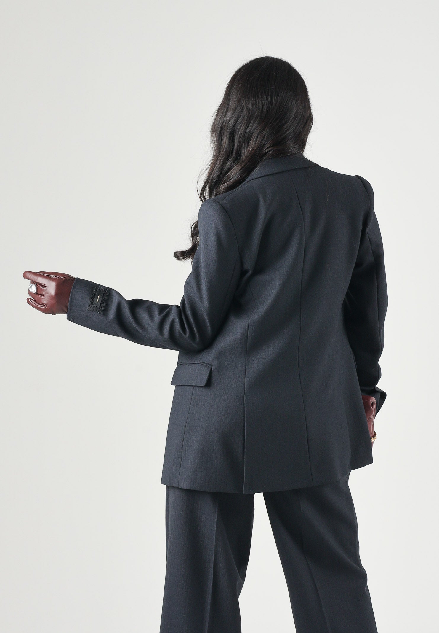 PINKO Giacca NEW AMALFI doppiopetto blu marino da donna con armatura a spiga.<BR/> 107513A3IF G03 PINKO